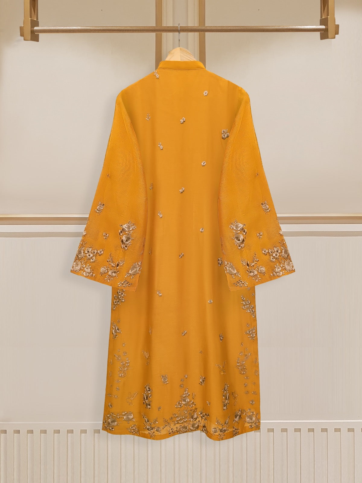 3 Piece - Pure Cotton Net Embroidered Suit S109935 - Image 13