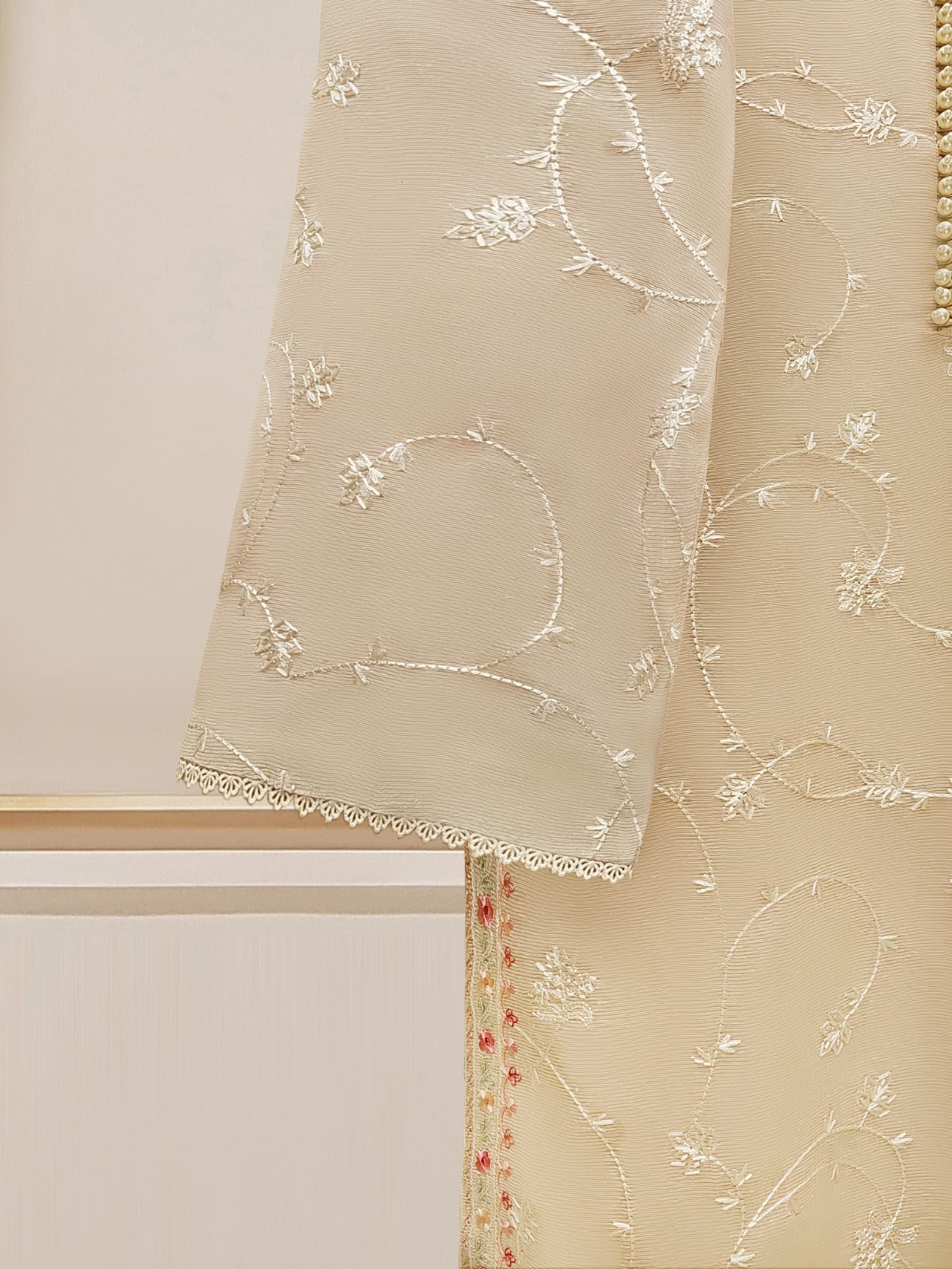 3 Piece - Pure Cotton Net Embroidered Suit S110021 - Image 10