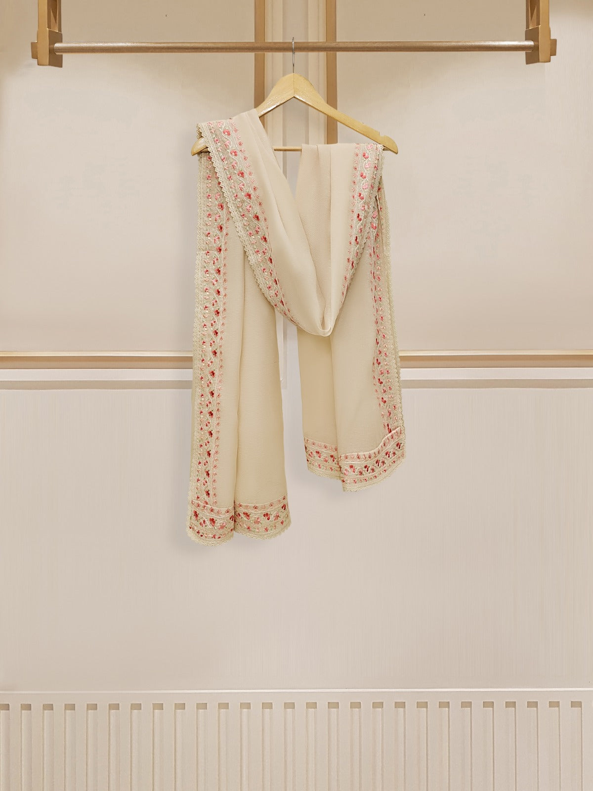 3 Piece - Pure Cotton Net Embroidered Suit S110021 - Image 13