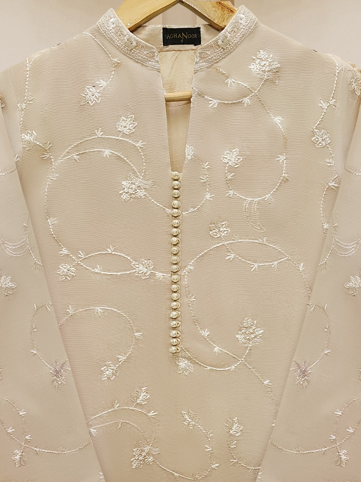 3 Piece - Pure Cotton Net Embroidered Suit S110021 - Image 8