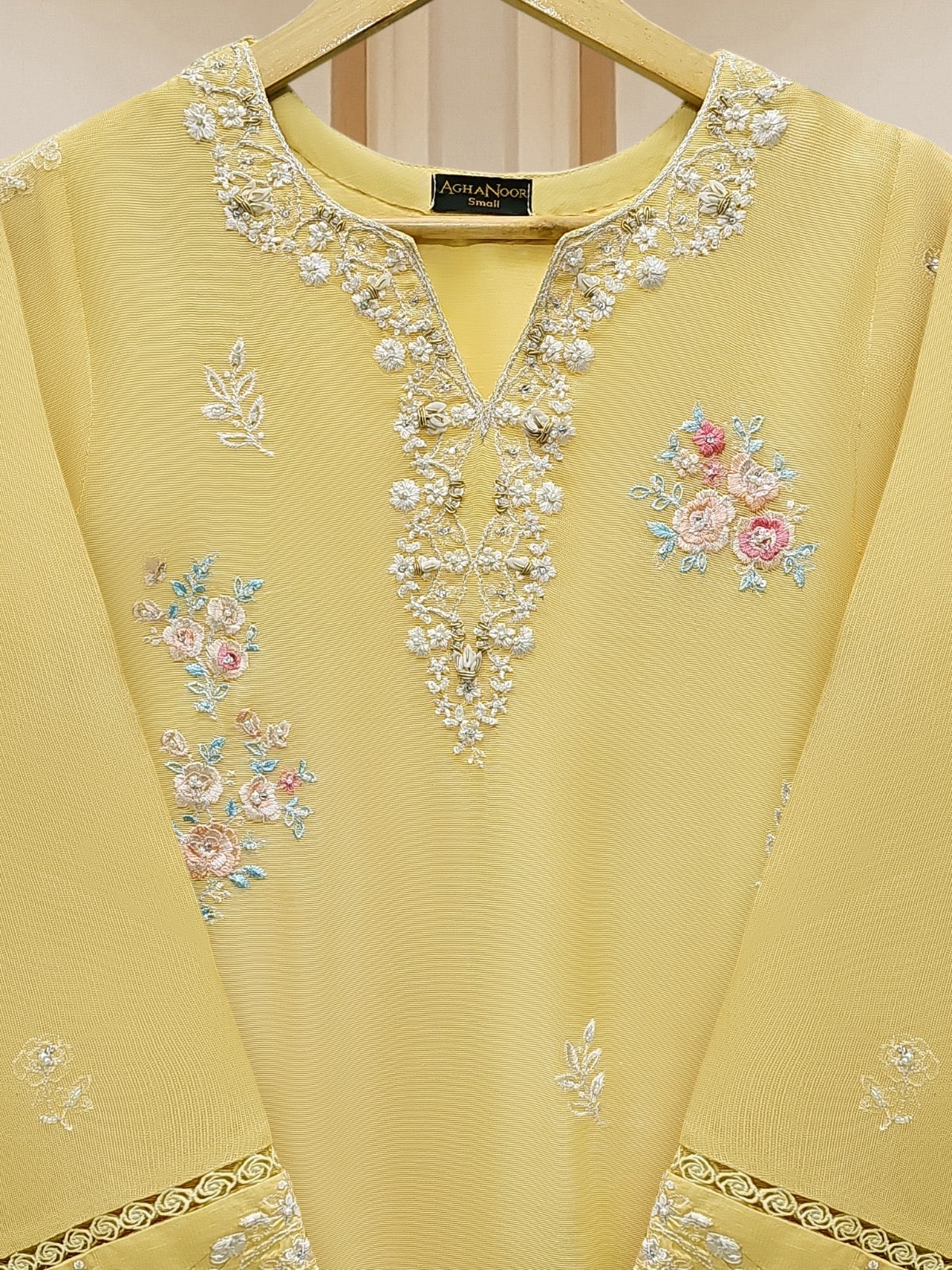 3 Piece - Pure Cotton Net Embroidered Suit S110120 - Image 4