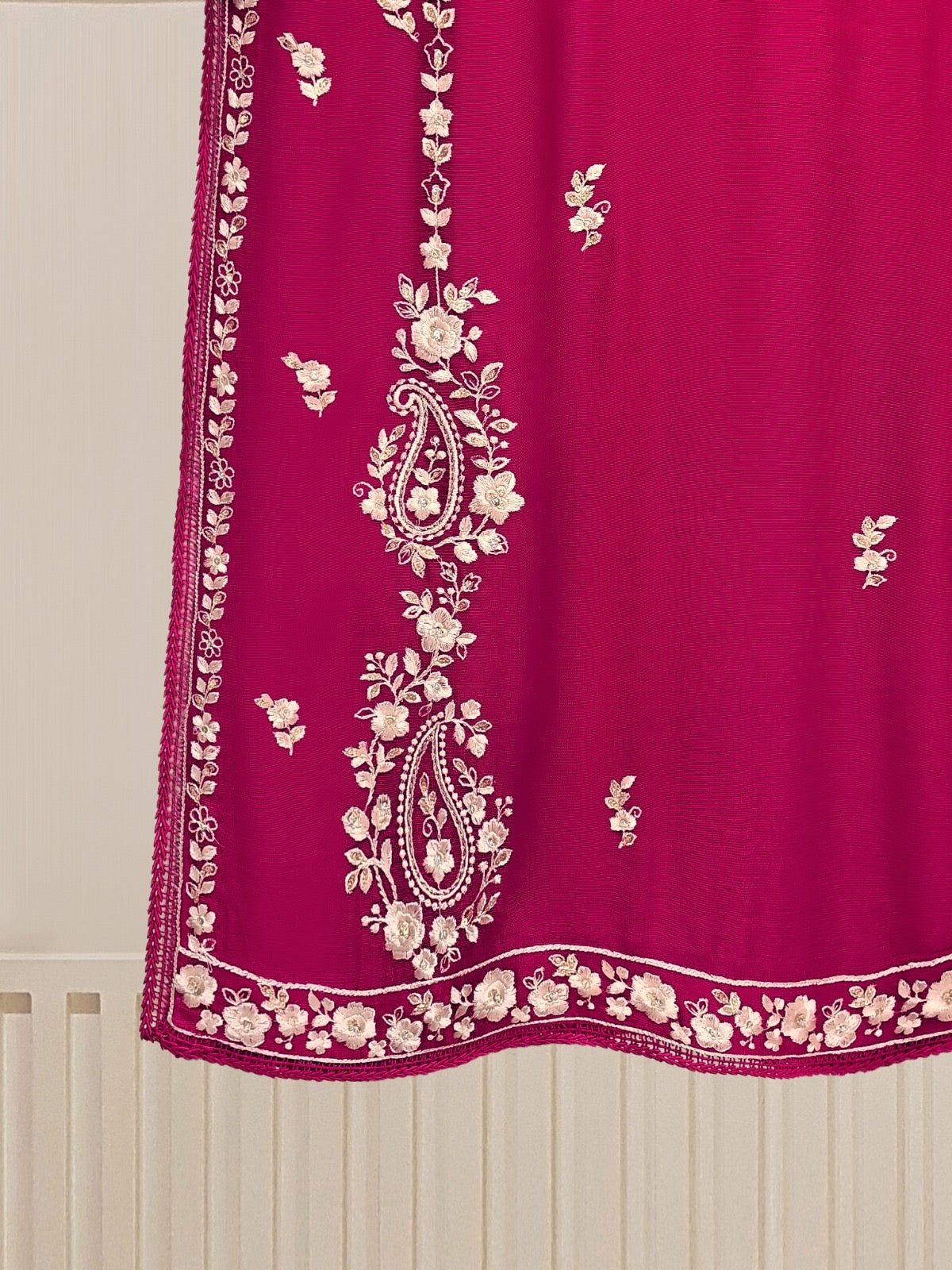 3 Piece - Pure Cotton Net Embroidered Suit S110187 - Image 5