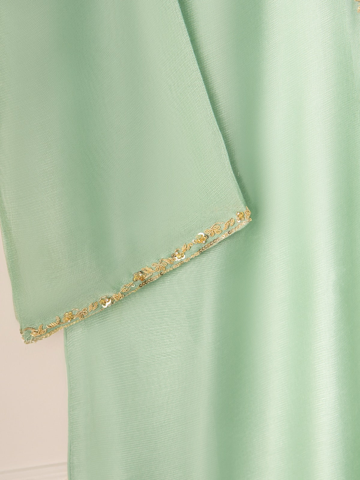 3 Piece - Pure Cotton Net Embroidered Suit S110563 - Image 5