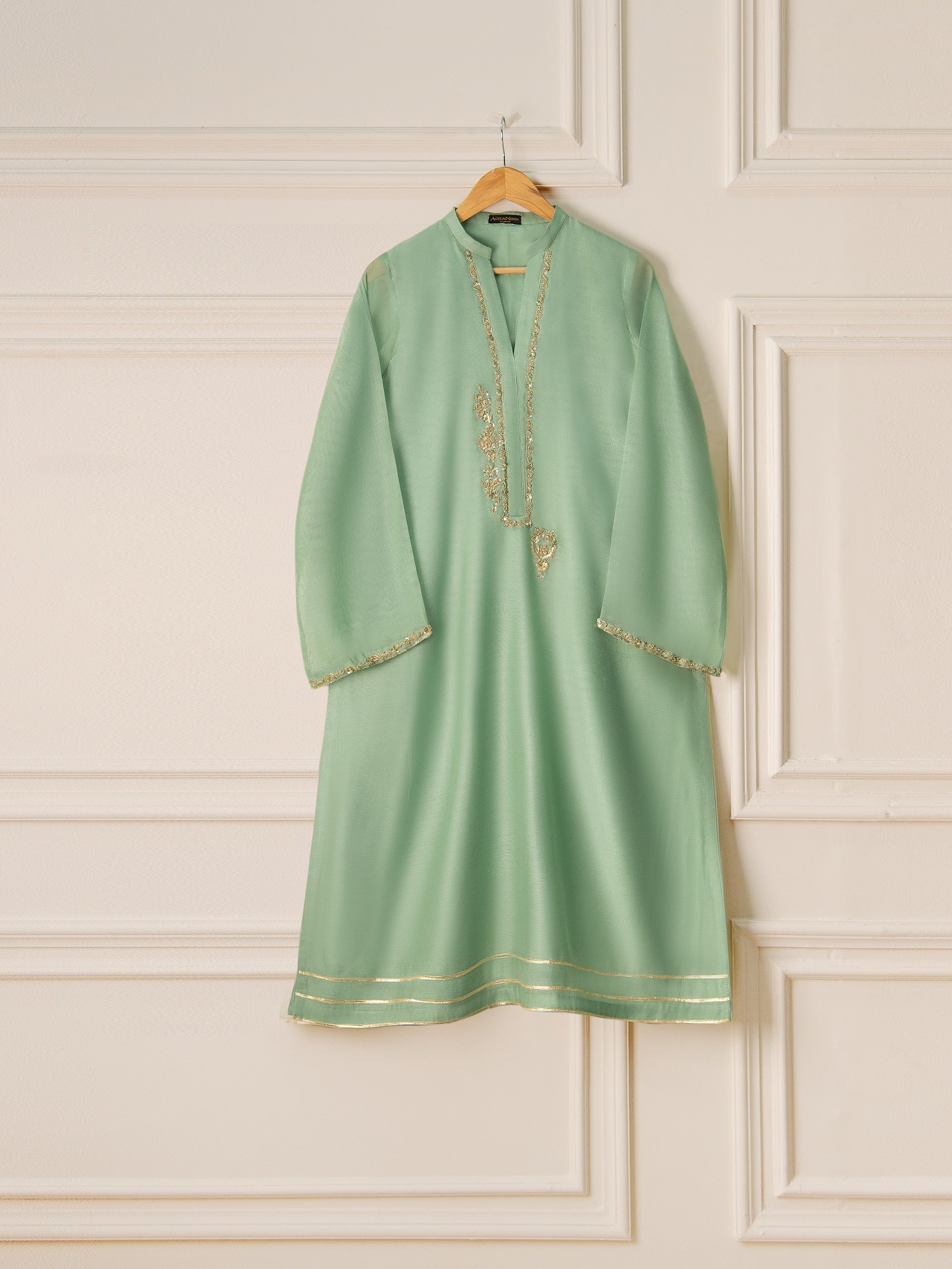 3 Piece - Pure Cotton Net Embroidered Suit S110563 - Image 7