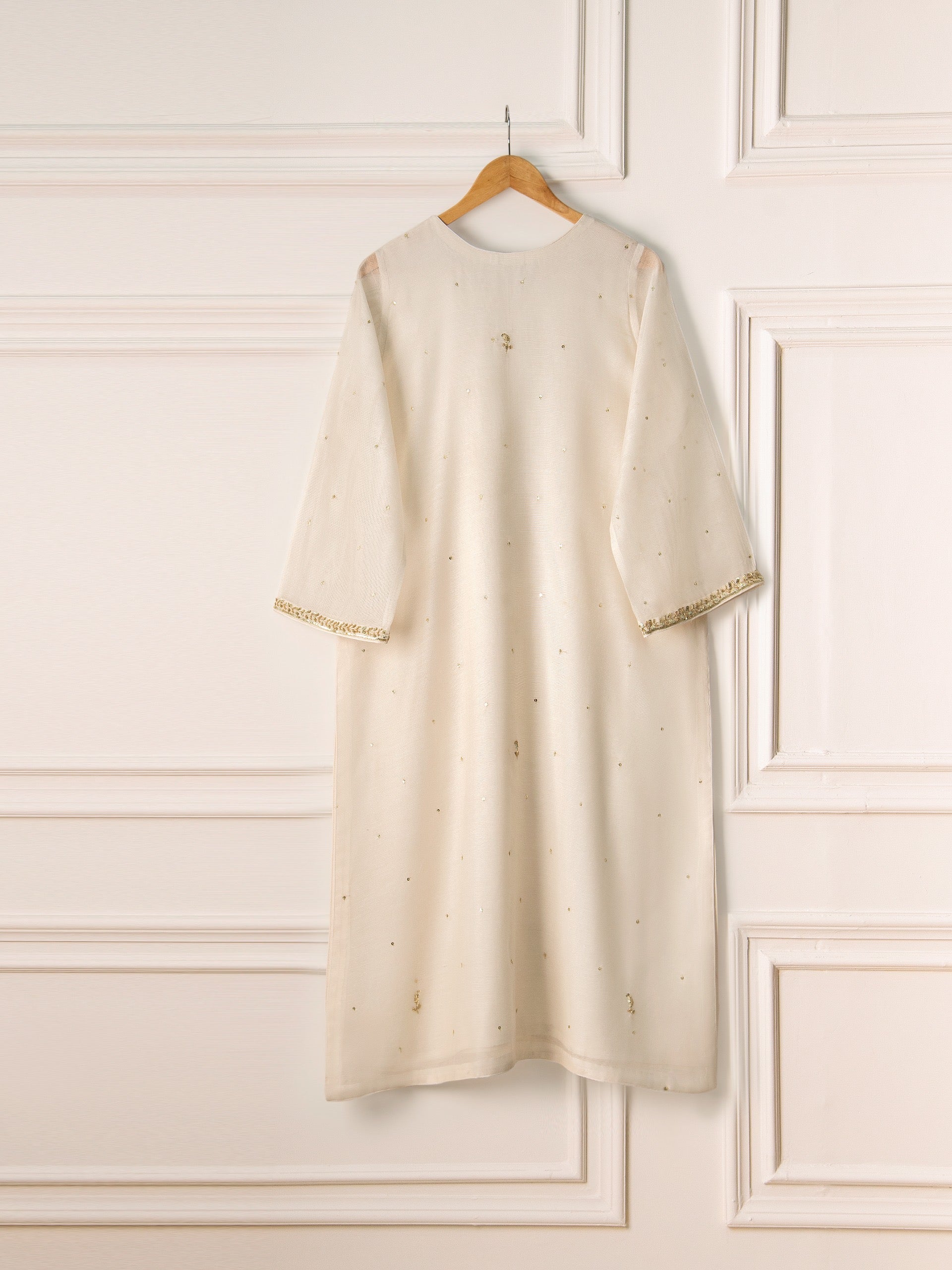 3 Piece - Pure Cotton Net Embroidered Suit S110680 - Image 4