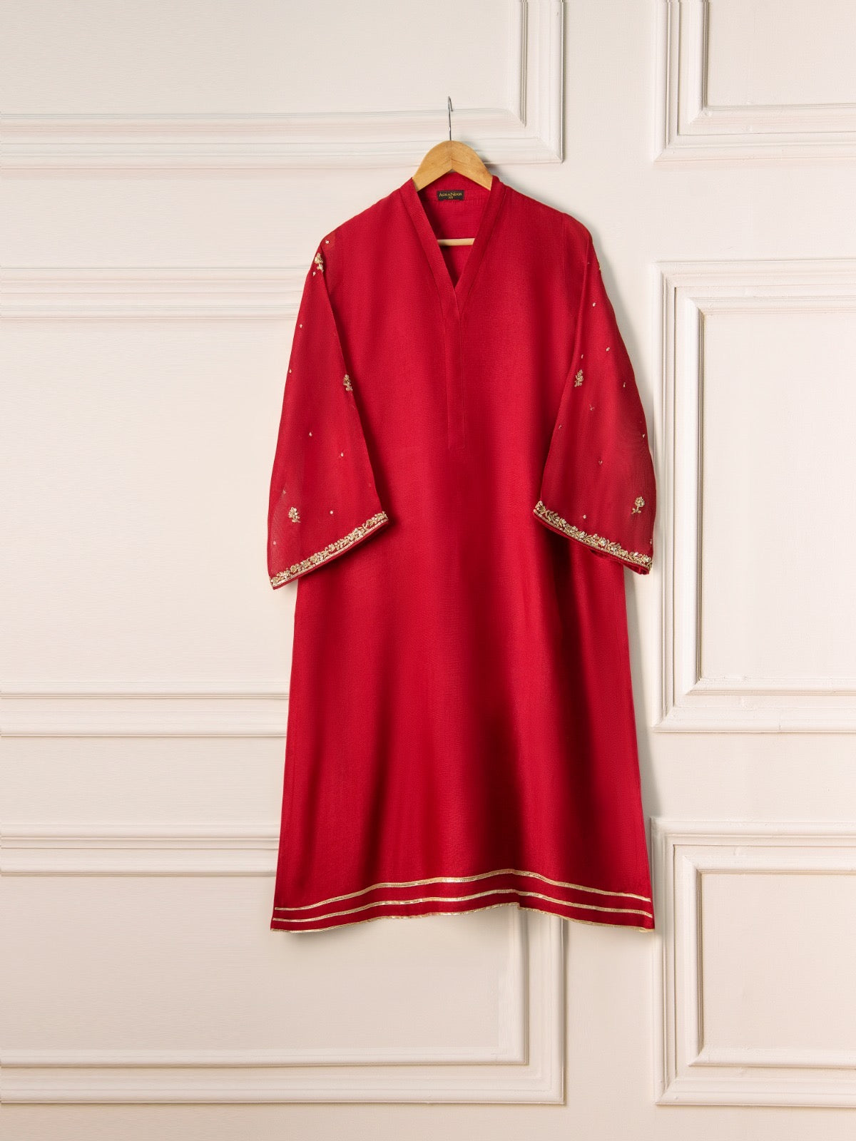 3 Piece - Pure Cotton Net Embroidered Suit S110684 - Image 2