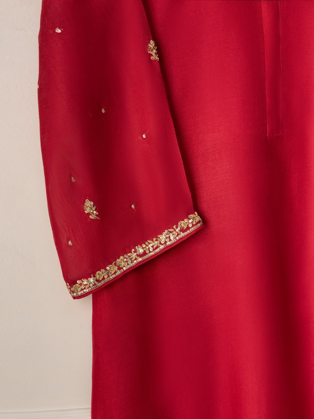 3 Piece - Pure Cotton Net Embroidered Suit S110684 - Image 4