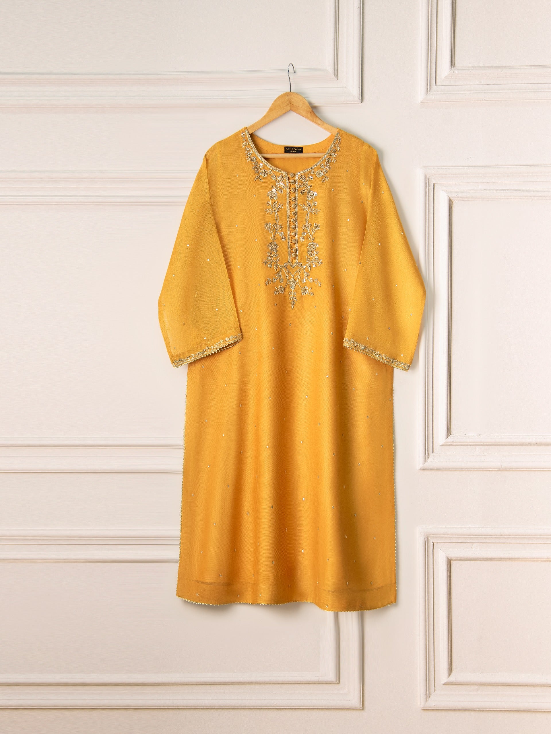 3 Piece- Pure Cotton Net Embroidered Suit S110742 - Image 5