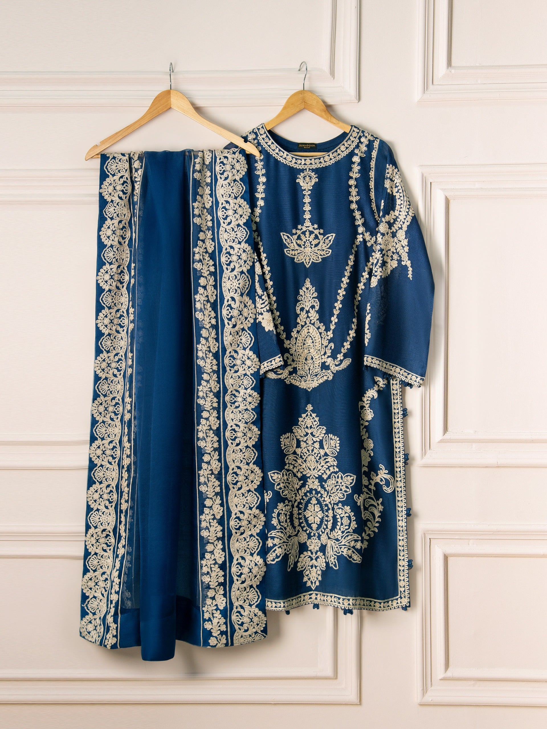 3 Piece- Pure Cotton Net Embroidered Suit S110776