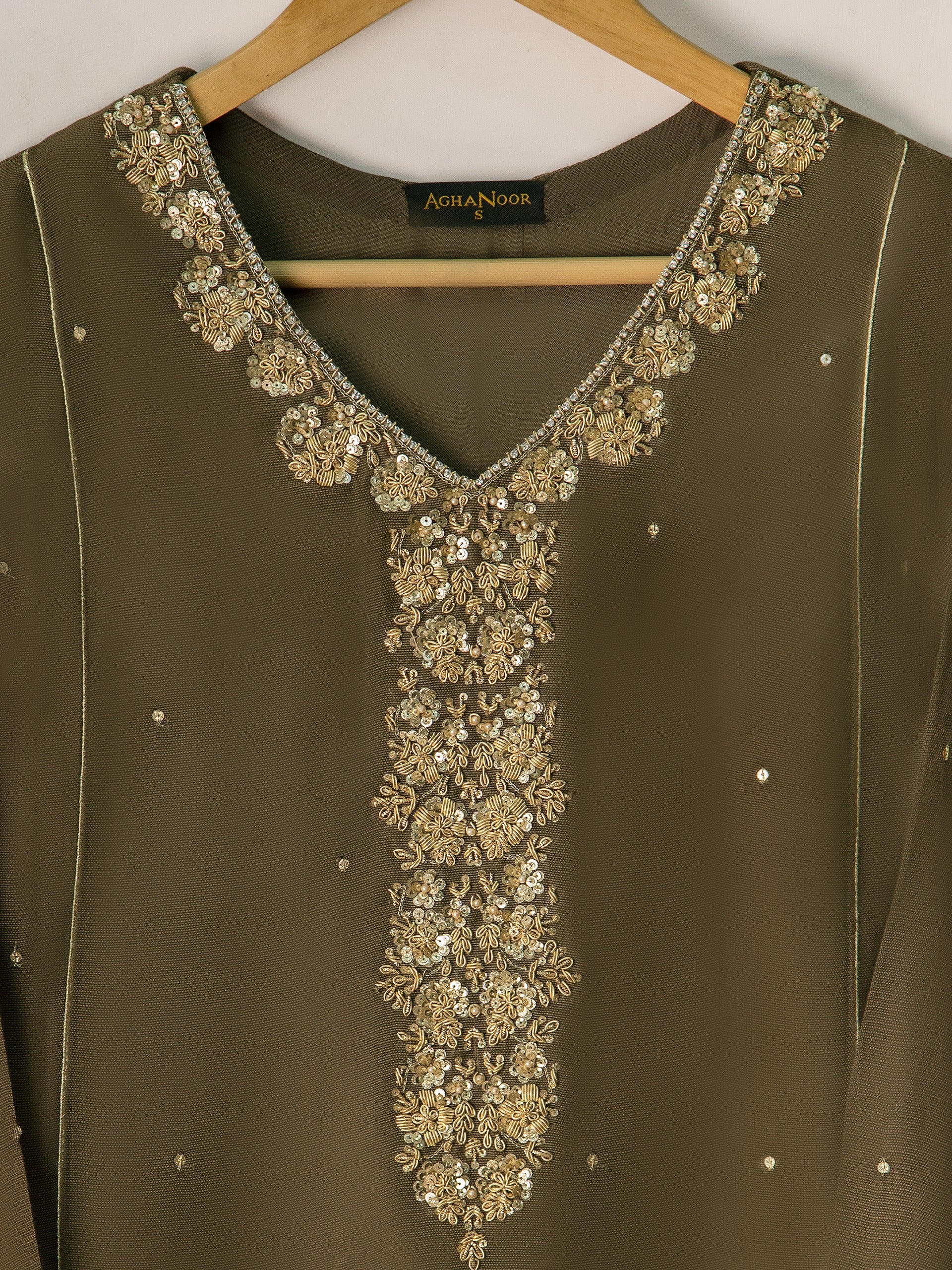 3 Piece- Pure Cotton Net Embroidered Suit S110878 - Image 3