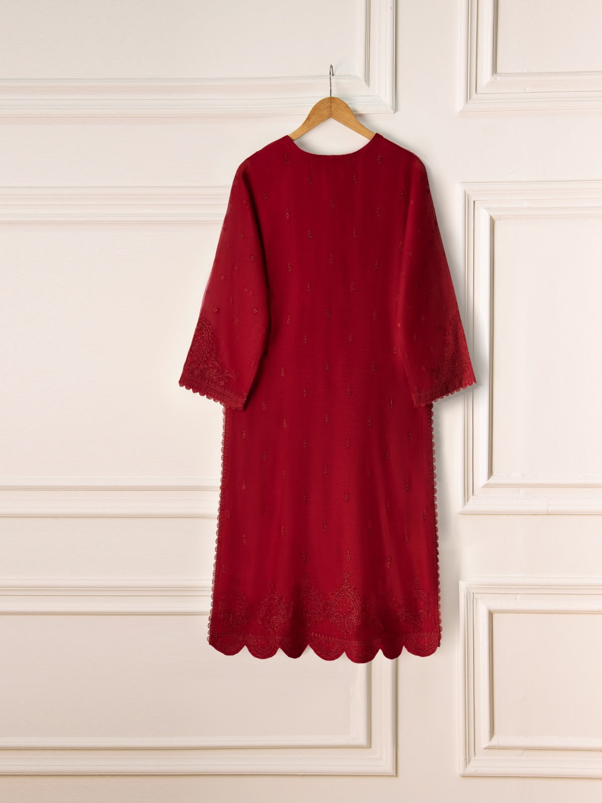 3 Piece- Pure Cotton Net Embroidered Suit S110884 - Image 6