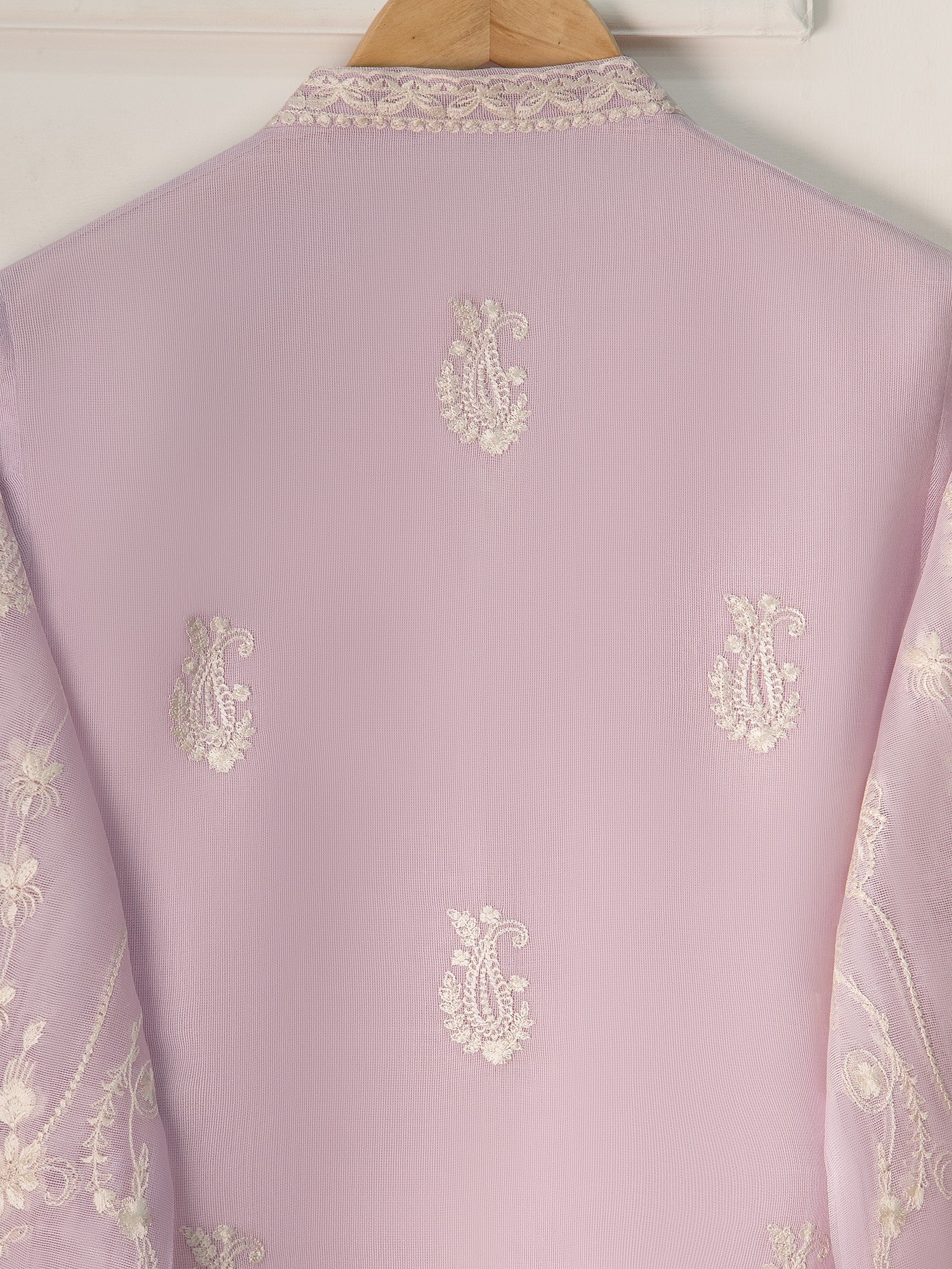 3 Piece- Pure Cotton Net Embroidered Suit S110903 - Image 4