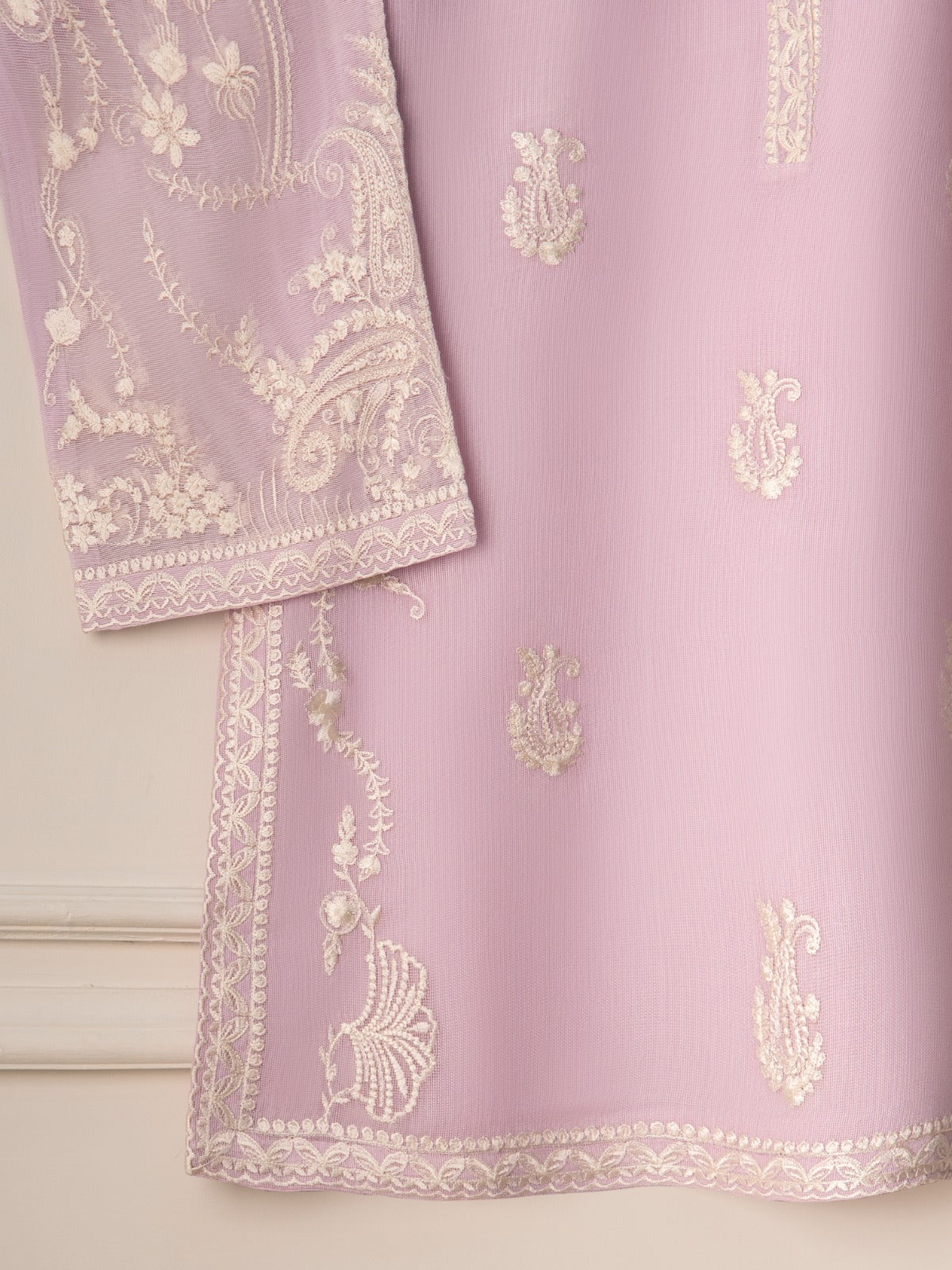3 Piece- Pure Cotton Net Embroidered Suit S110903 - Image 5