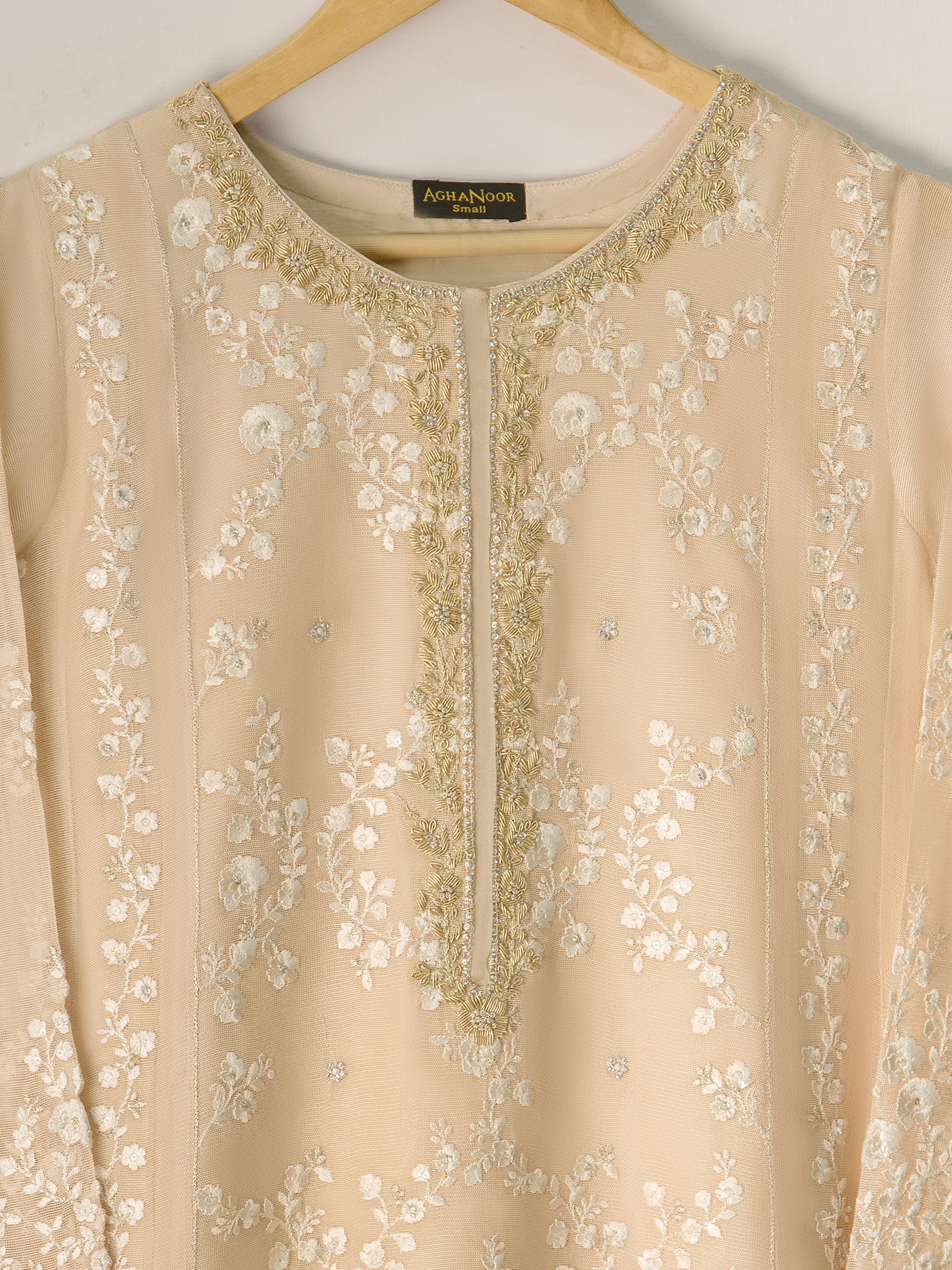 3 Piece- Pure Cotton Net Embroidered Suit S110912 - Image 3