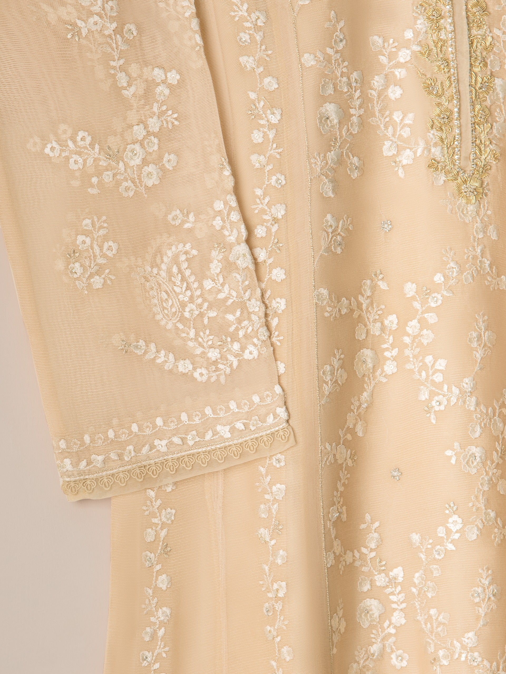 3 Piece- Pure Cotton Net Embroidered Suit S110912 - Image 4