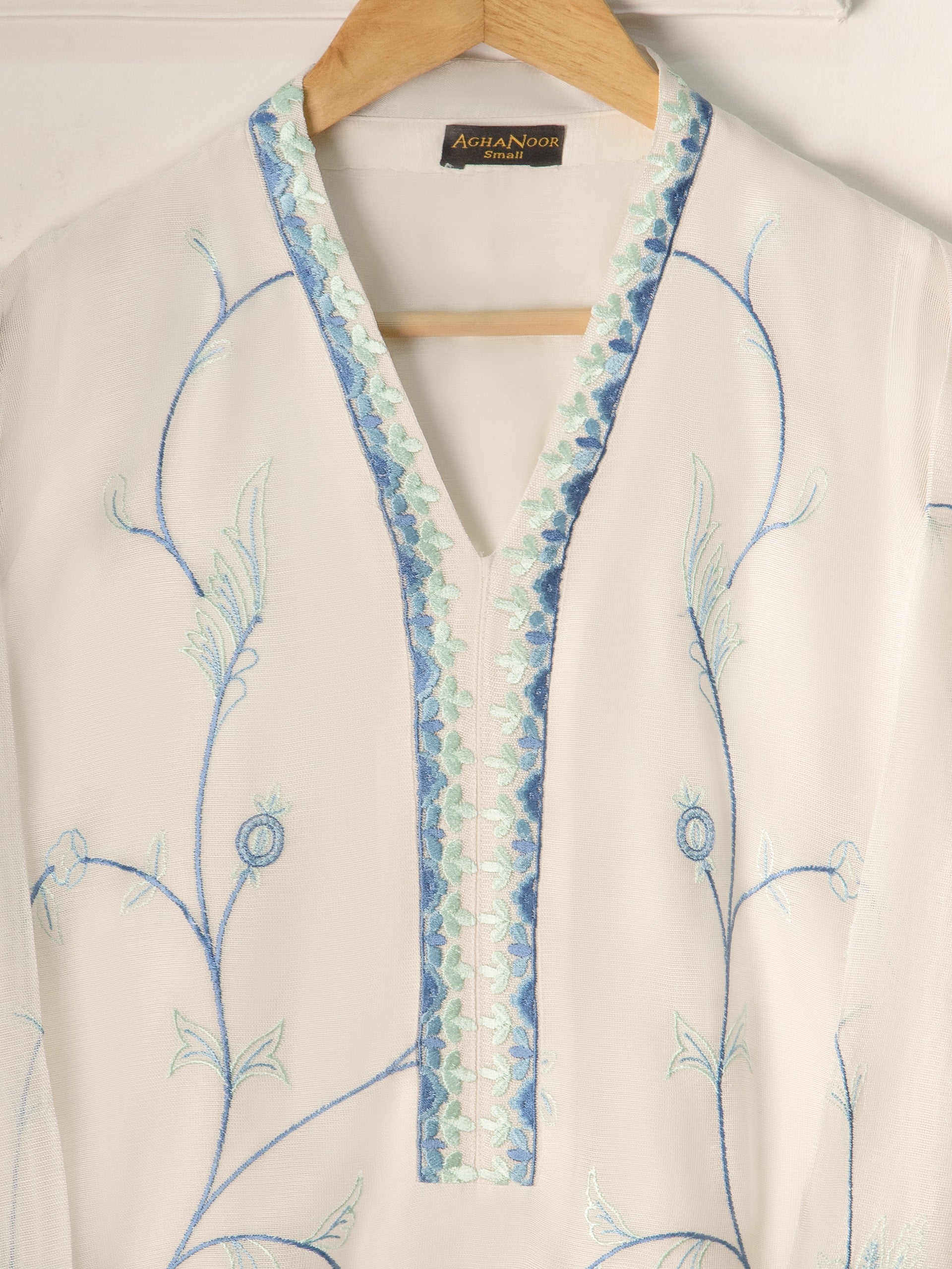 3 Piece- Pure Cotton Net Embroidered Suit S110935 - Image 3