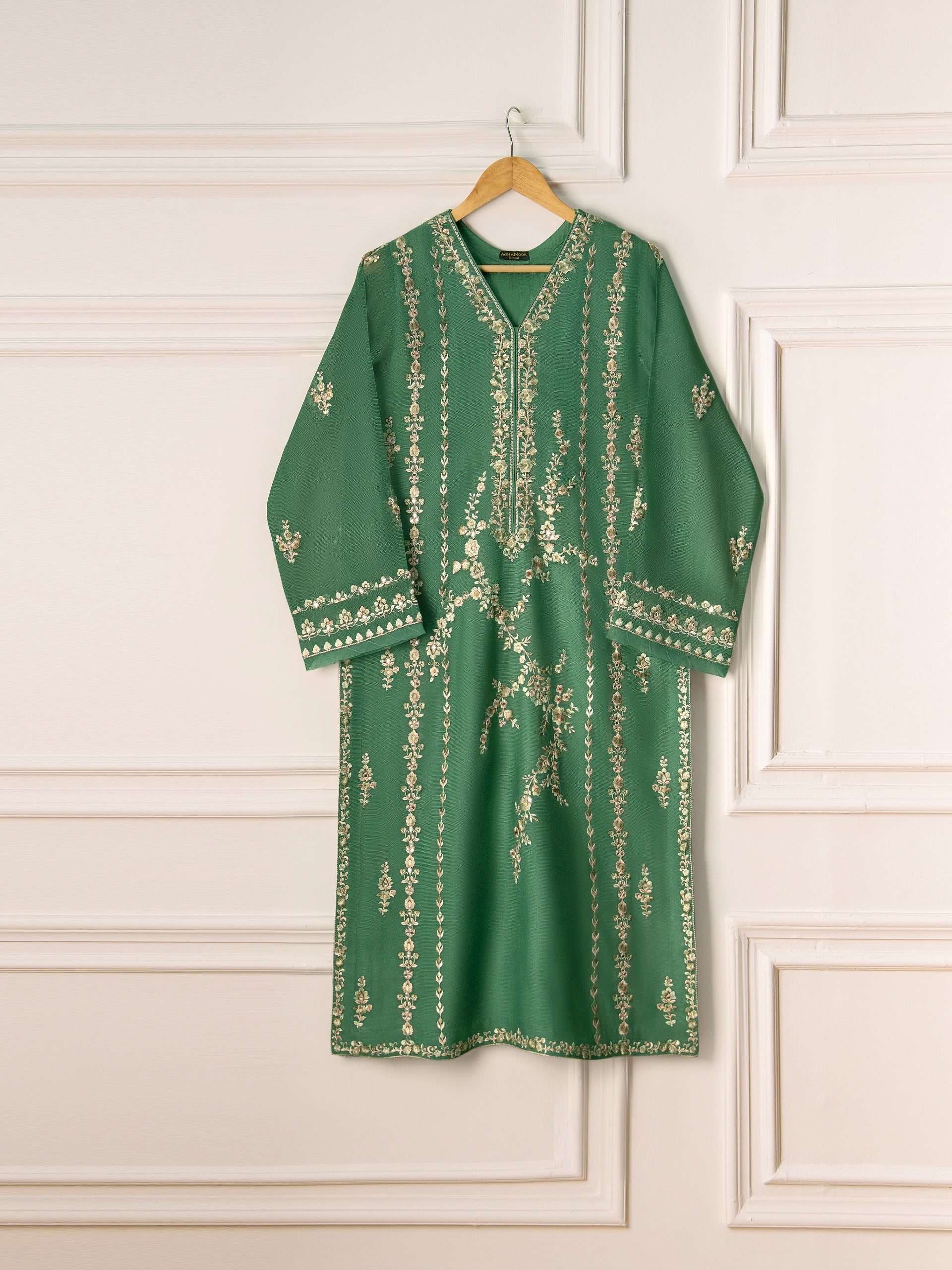 3 Piece- Pure Cotton Net Embroidered Suit S110954 - Image 2
