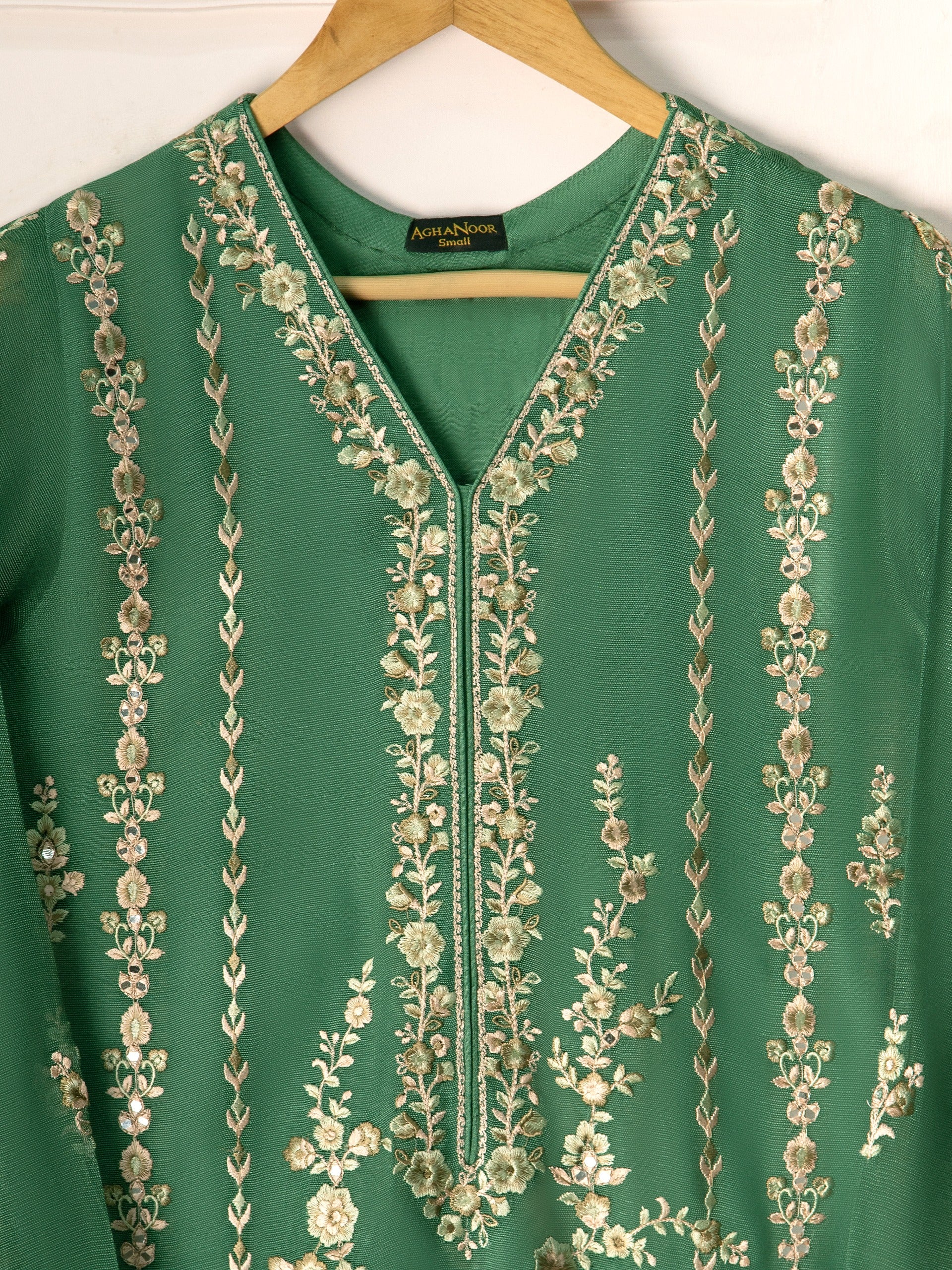 3 Piece- Pure Cotton Net Embroidered Suit S110954 - Image 3