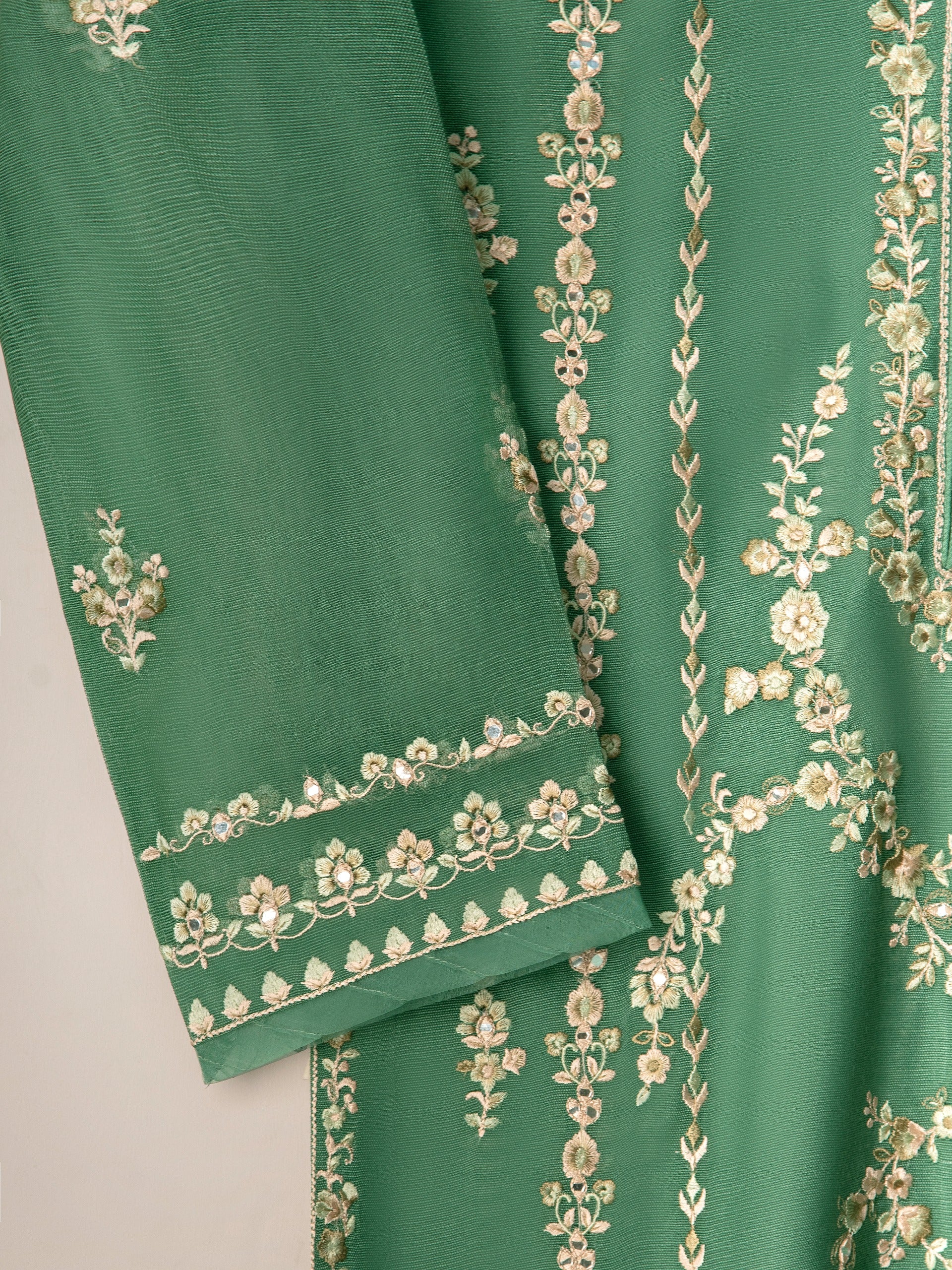 3 Piece- Pure Cotton Net Embroidered Suit S110954 - Image 4