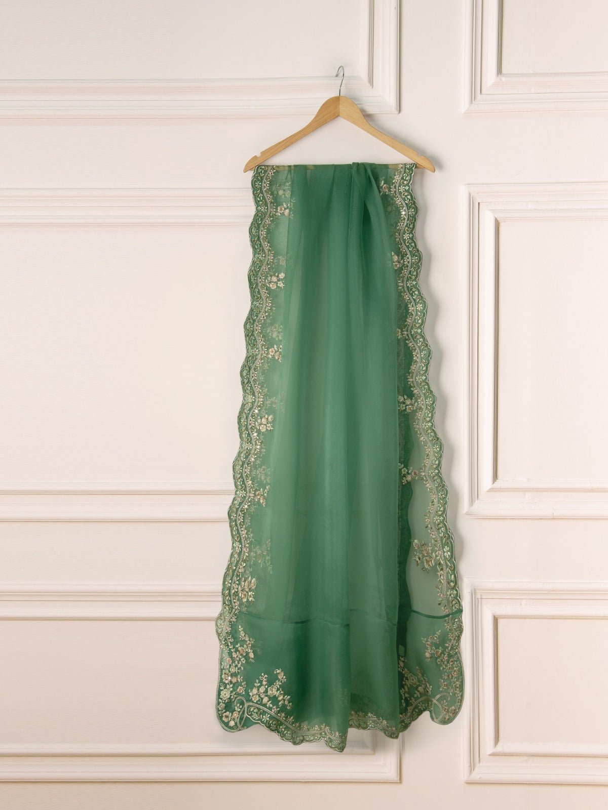 3 Piece- Pure Cotton Net Embroidered Suit S110954 - Image 9