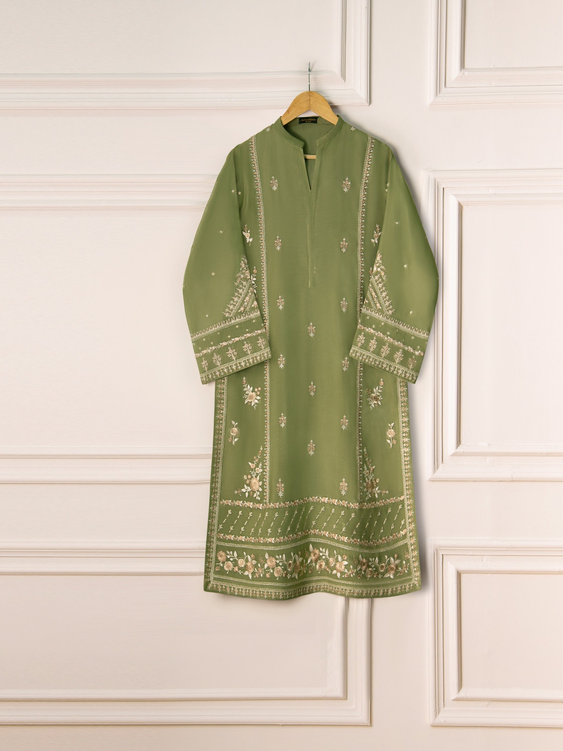 3 Piece- Pure Cotton Net Embroidered Suit S111071 - Image 2