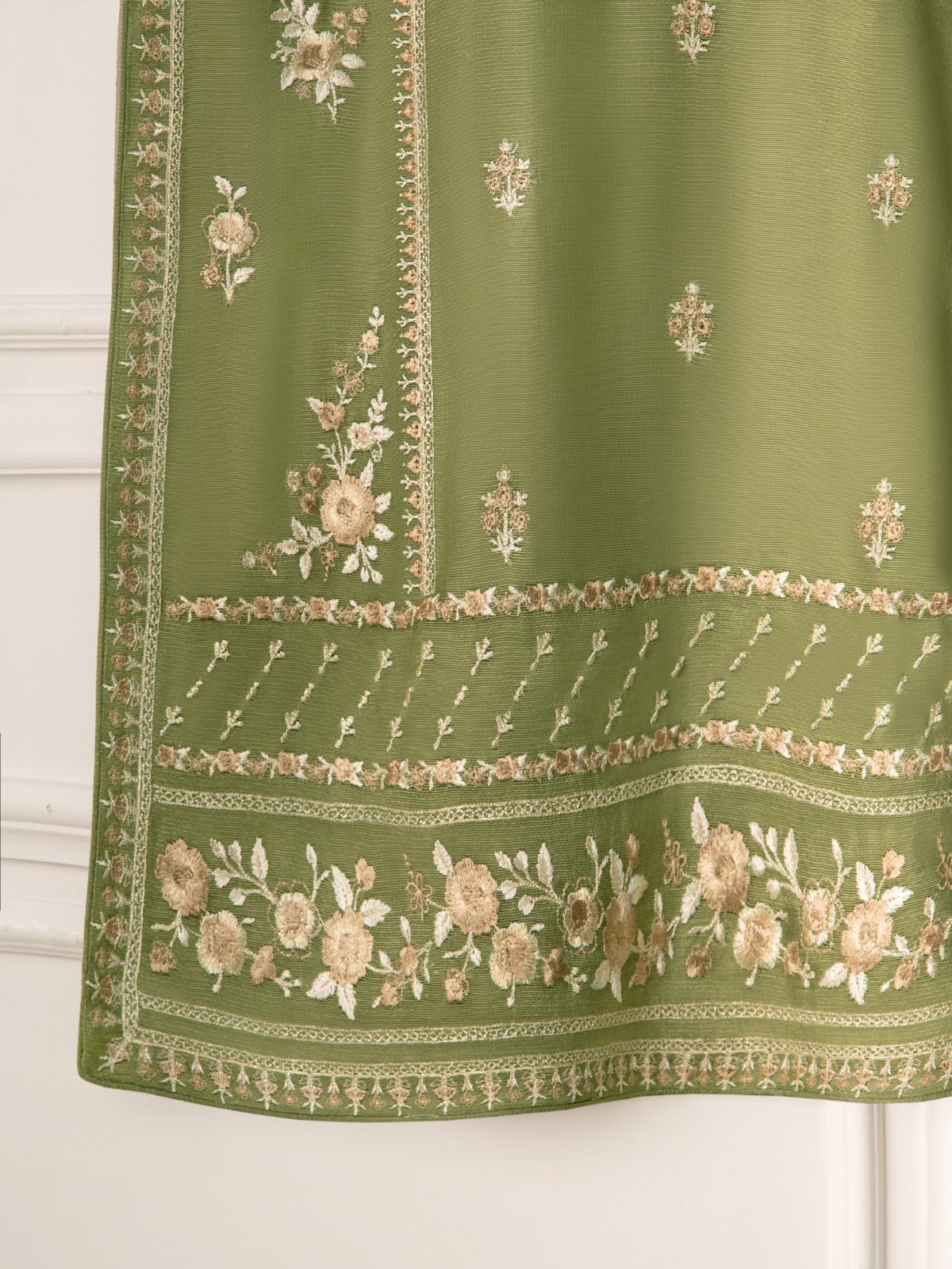 3 Piece- Pure Cotton Net Embroidered Suit S111071 - Image 4