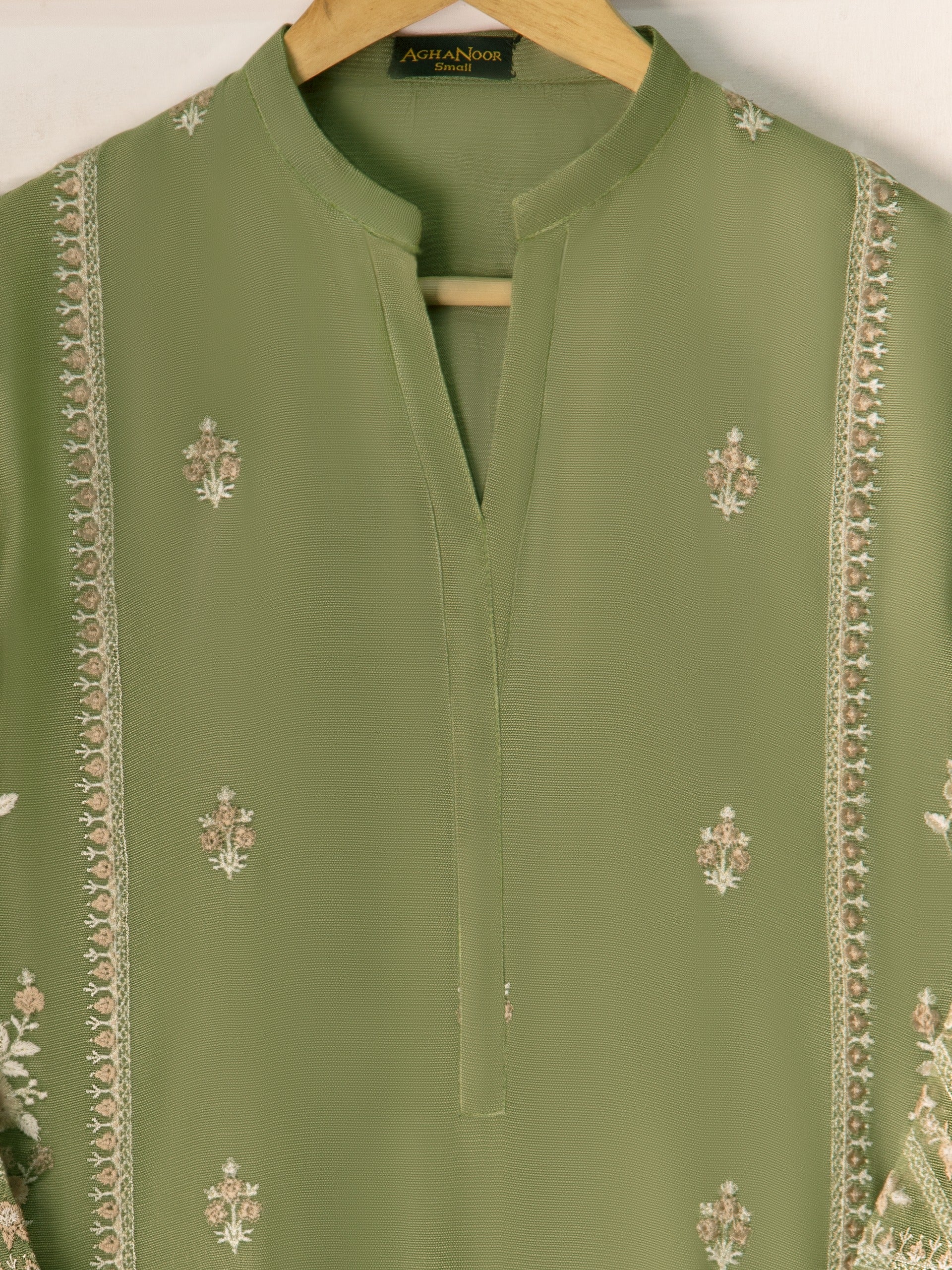 3 Piece- Pure Cotton Net Embroidered Suit S111071 - Image 5