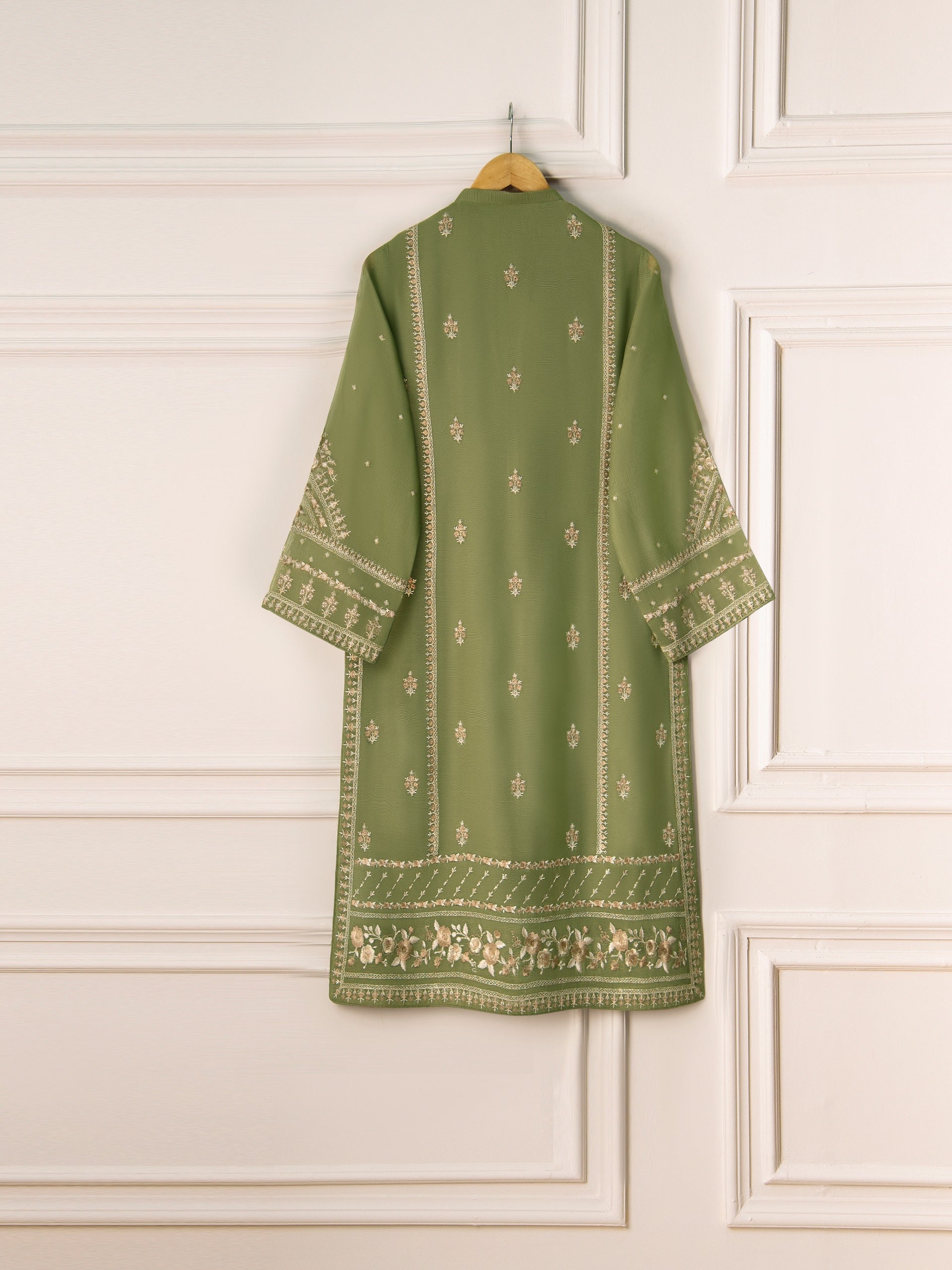 3 Piece- Pure Cotton Net Embroidered Suit S111071 - Image 6