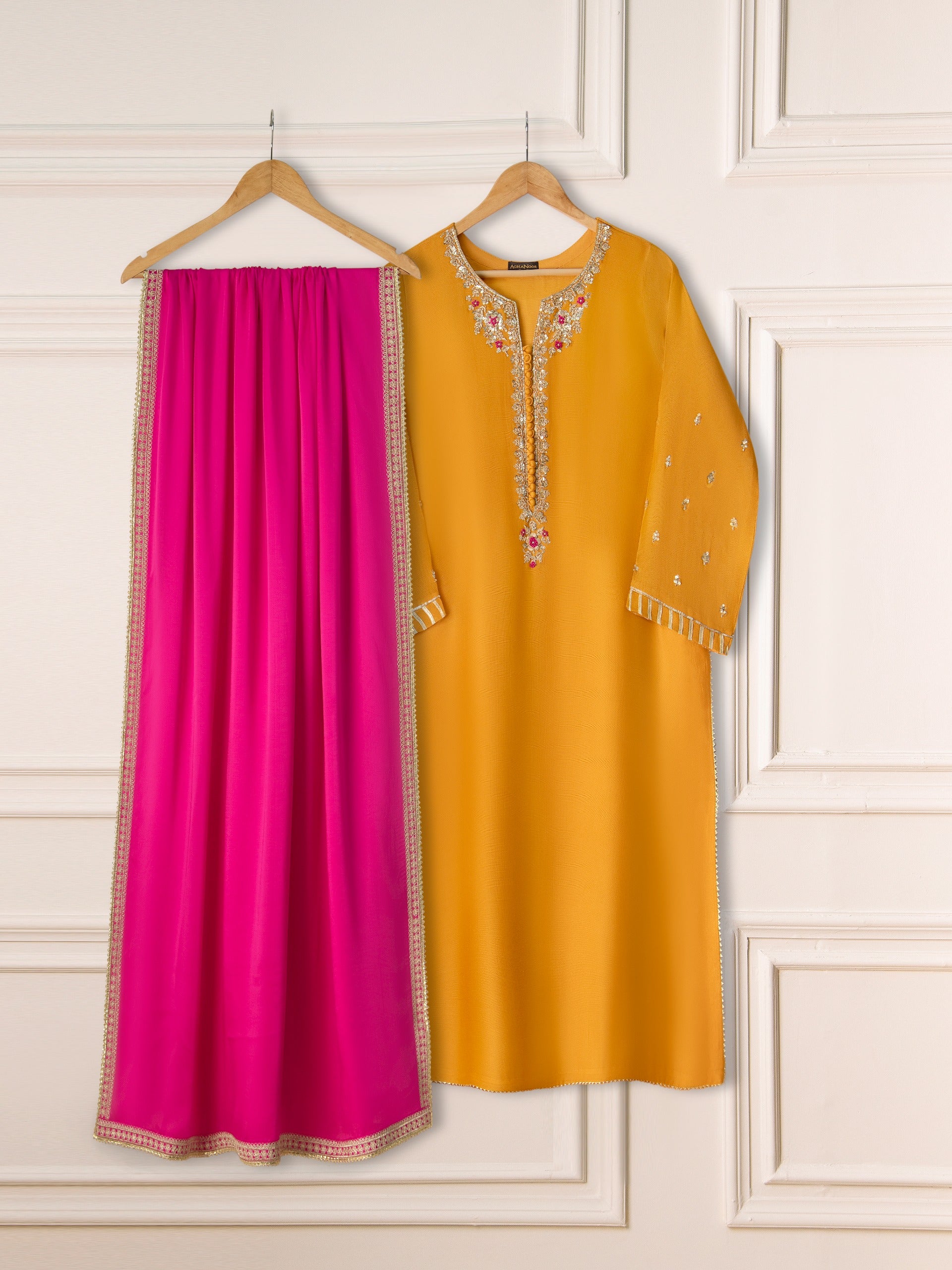 3 Piece- Pure Cotton Net Embroidered Suit S111110