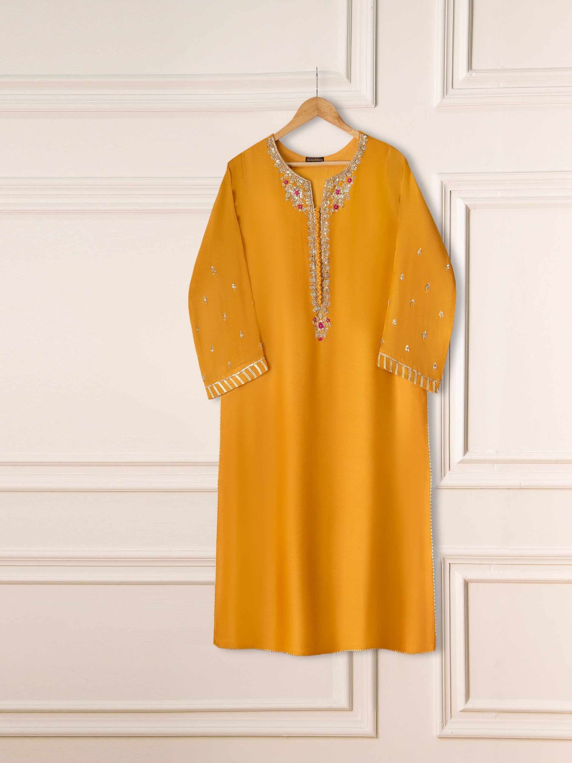3 Piece- Pure Cotton Net Embroidered Suit S111110 - Image 3