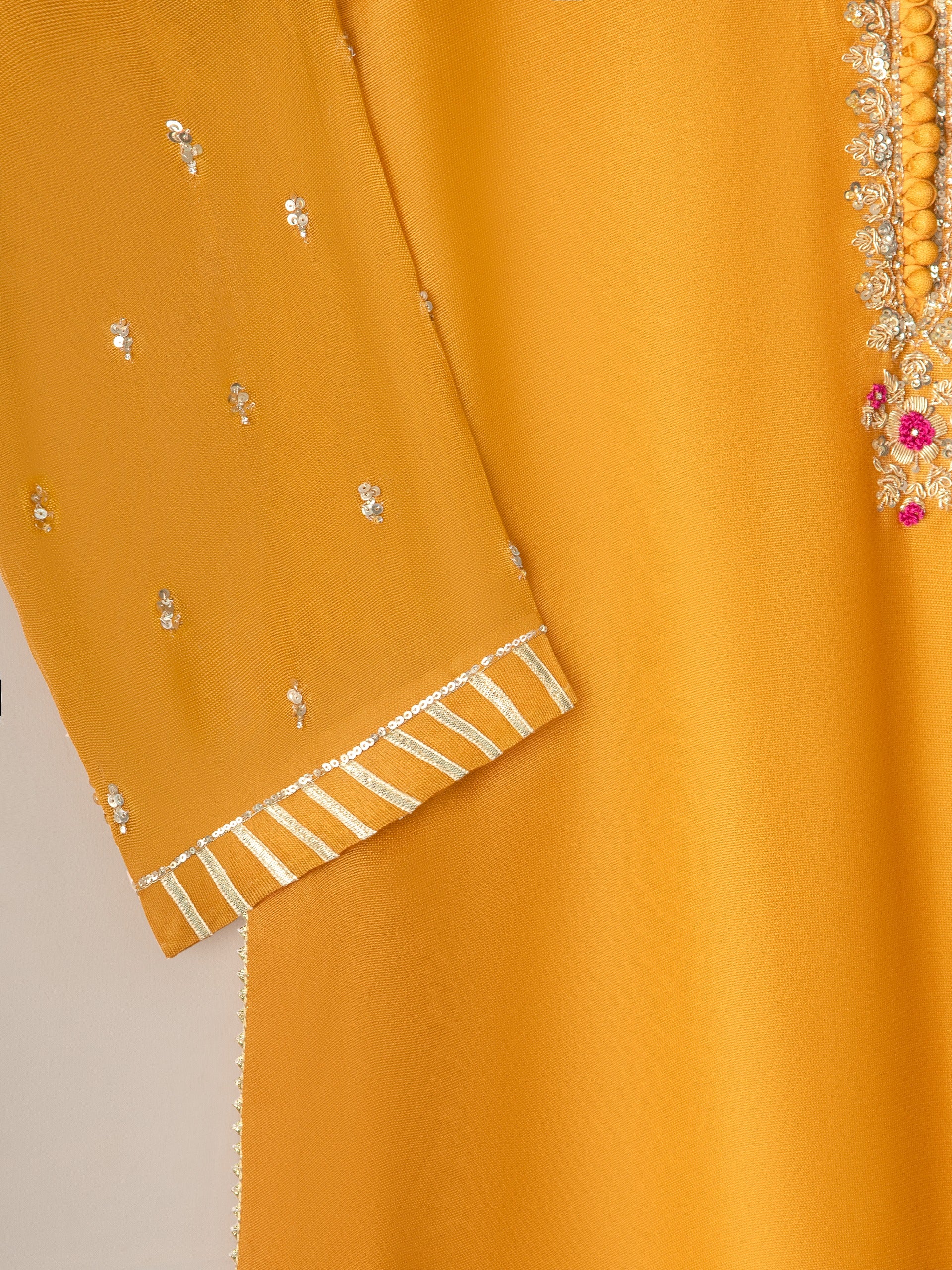 3 Piece- Pure Cotton Net Embroidered Suit S111110 - Image 4