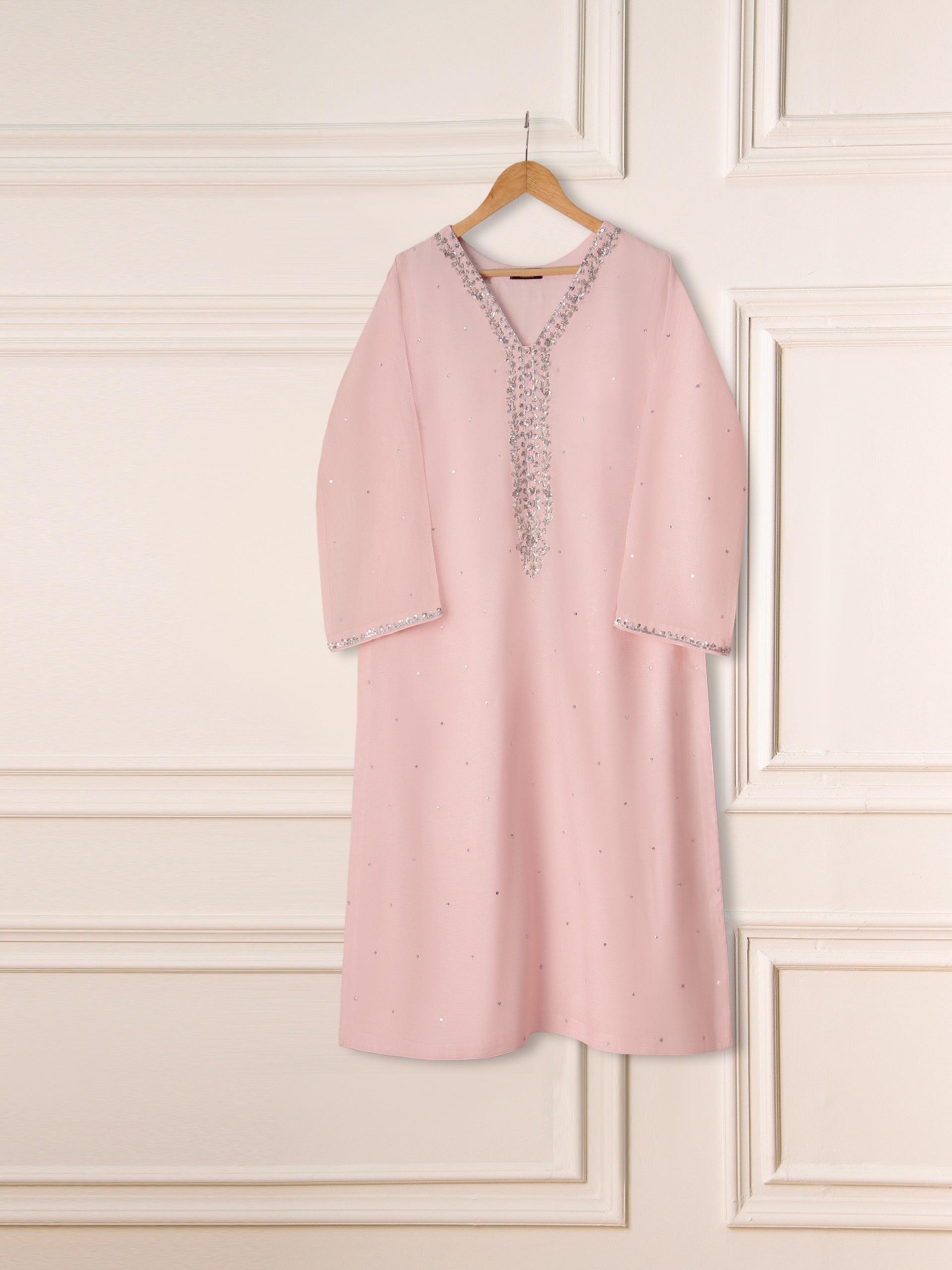 3 Piece- Pure Cotton Net Embroidered Suit S111134 - Image 3