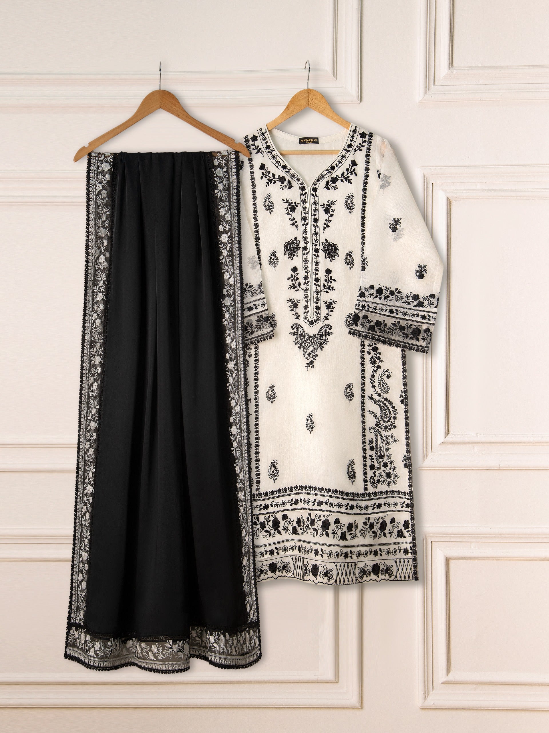 3 Piece- Pure Cotton Net Embroidered Suit S111205