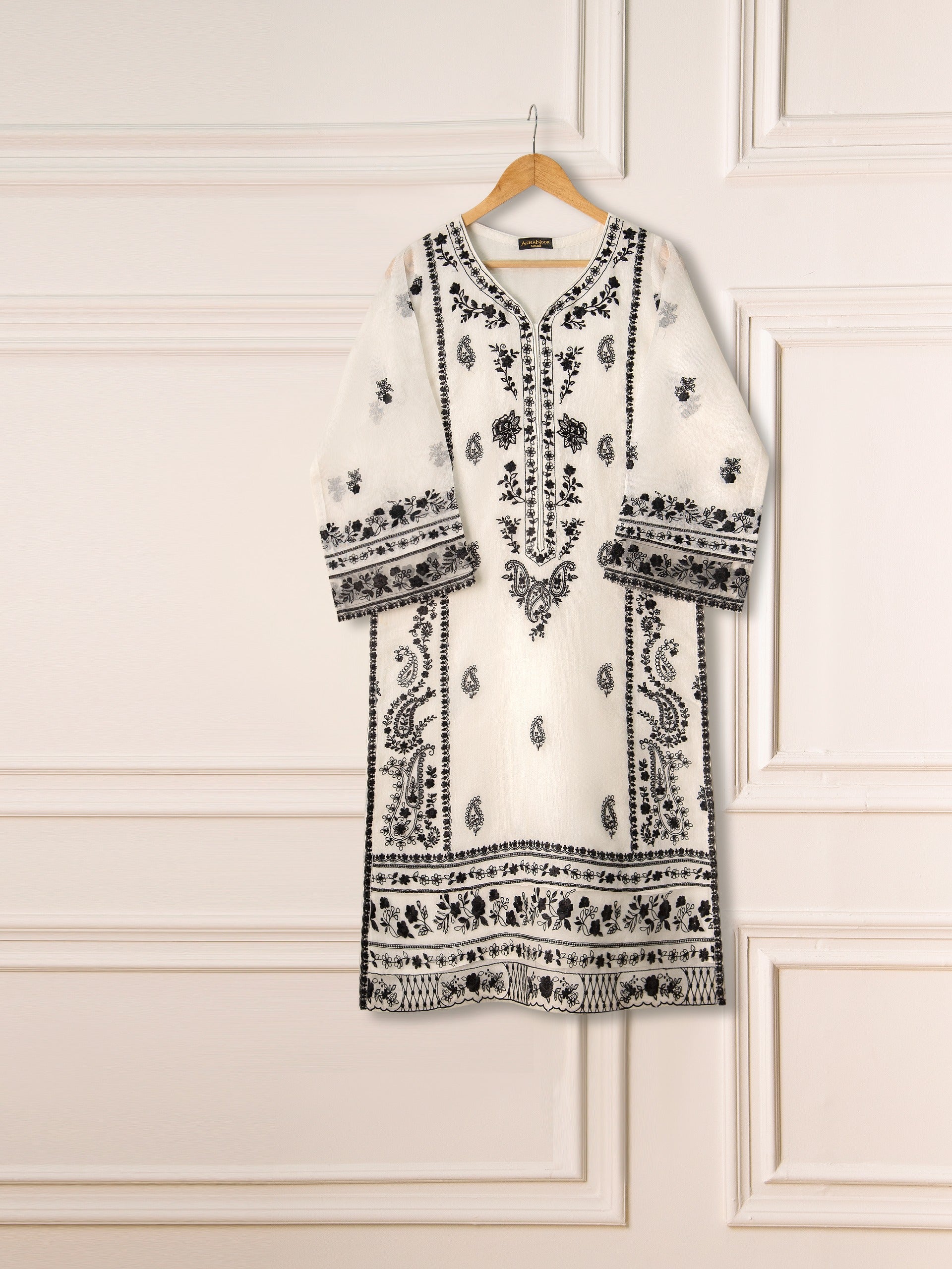 3 Piece- Pure Cotton Net Embroidered Suit S111205 - Image 4