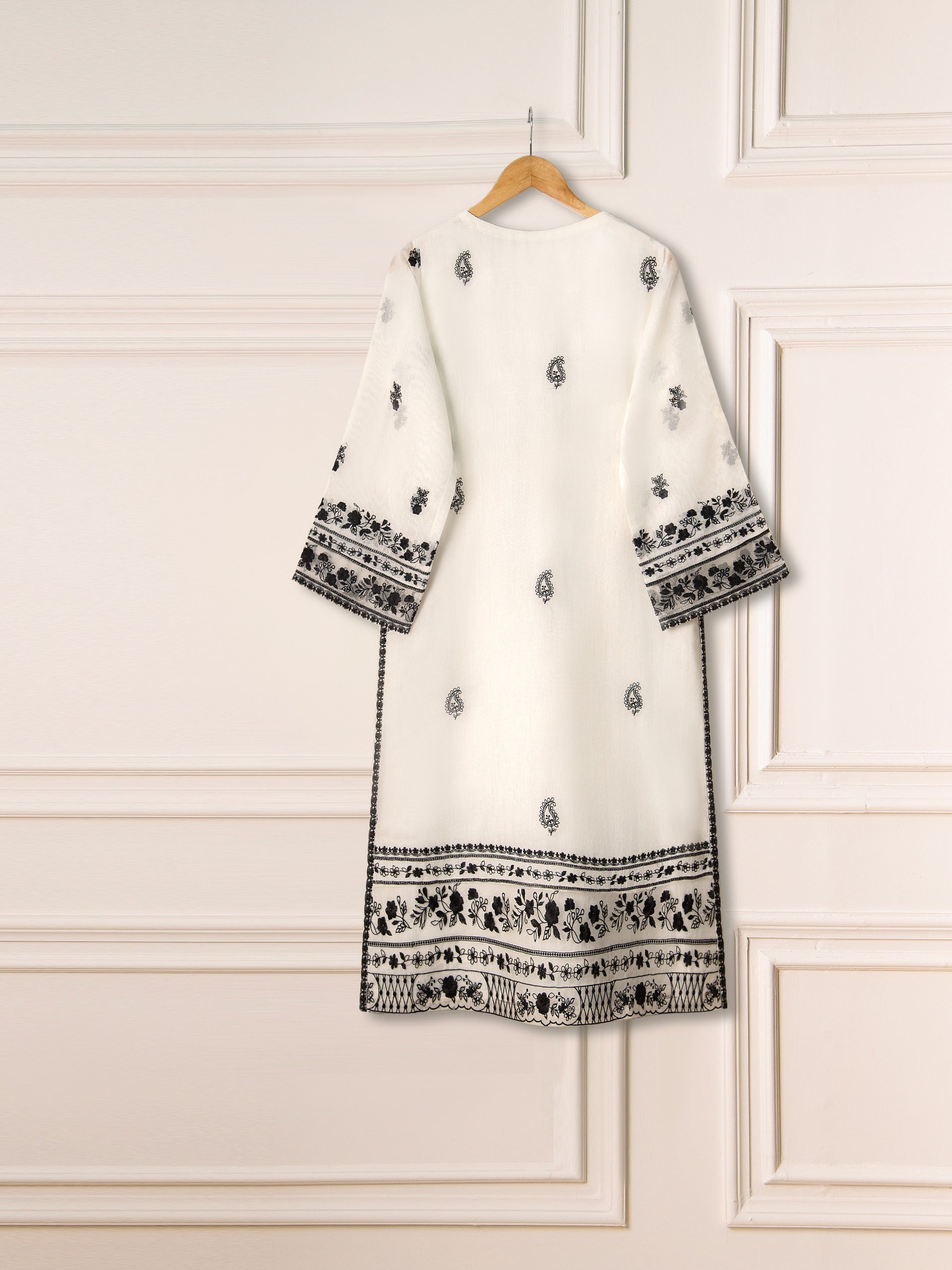 3 Piece- Pure Cotton Net Embroidered Suit S111205 - Image 6