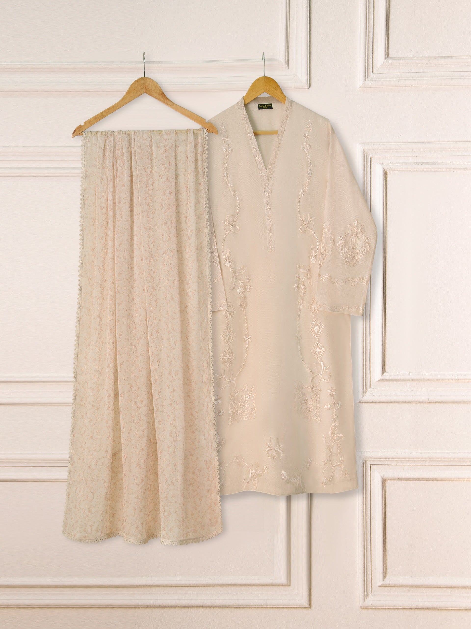 3 Piece- Pure Cotton Net Embroidered Suit S111228