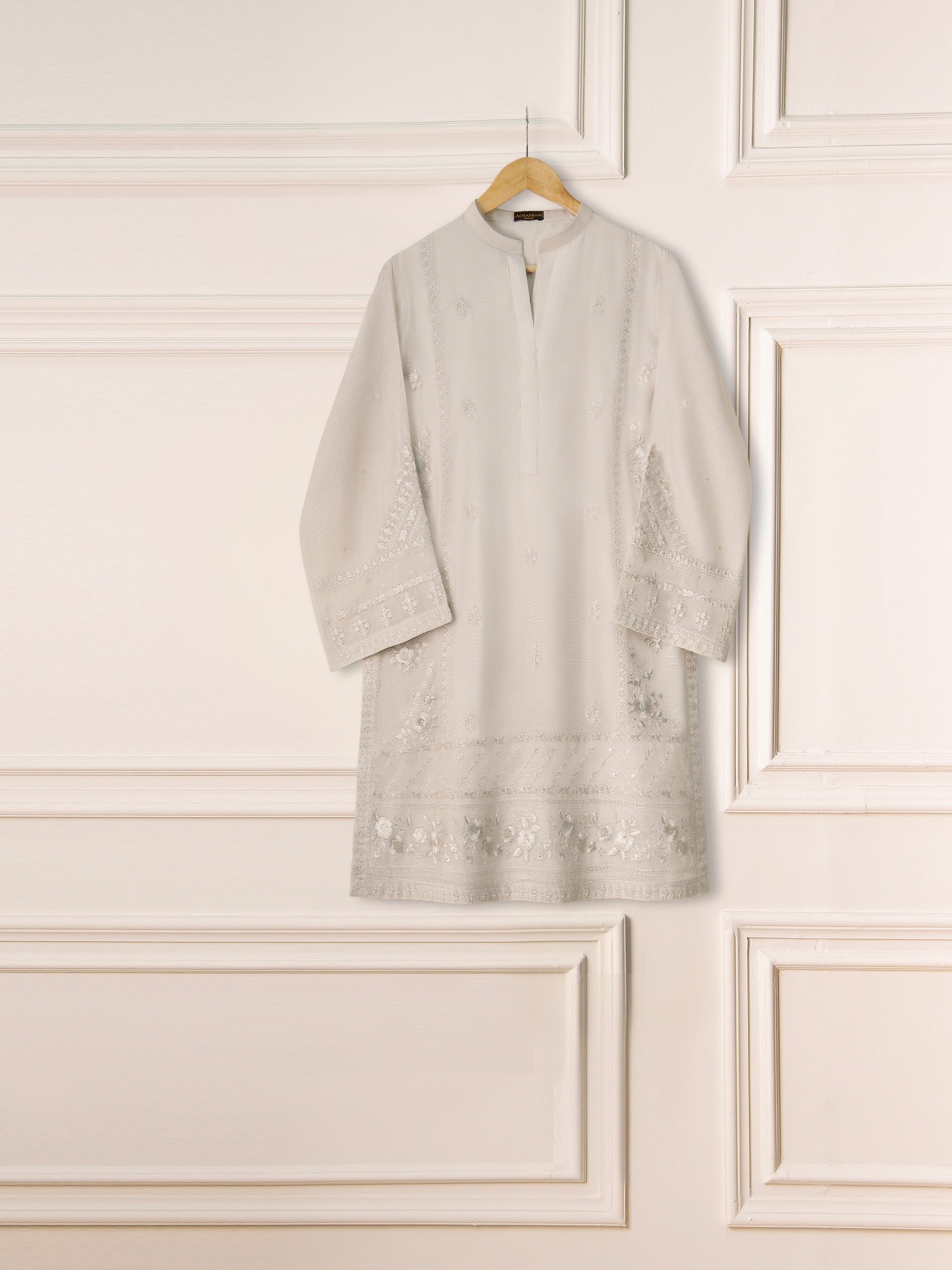 3 Piece - Pure Cotton Net Embroidered Suit S111250 - Image 2