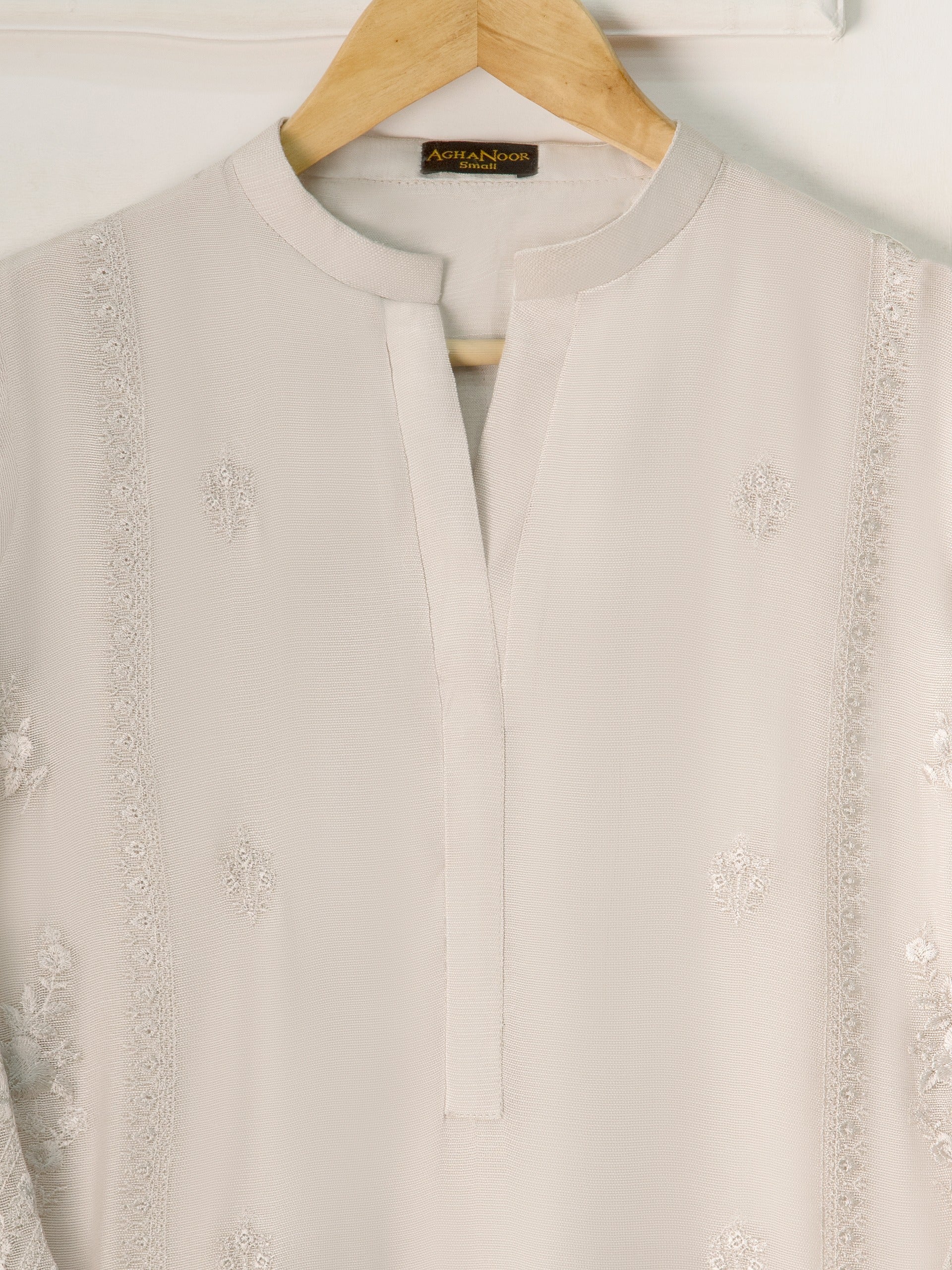 3 Piece - Pure Cotton Net Embroidered Suit S111250 - Image 3