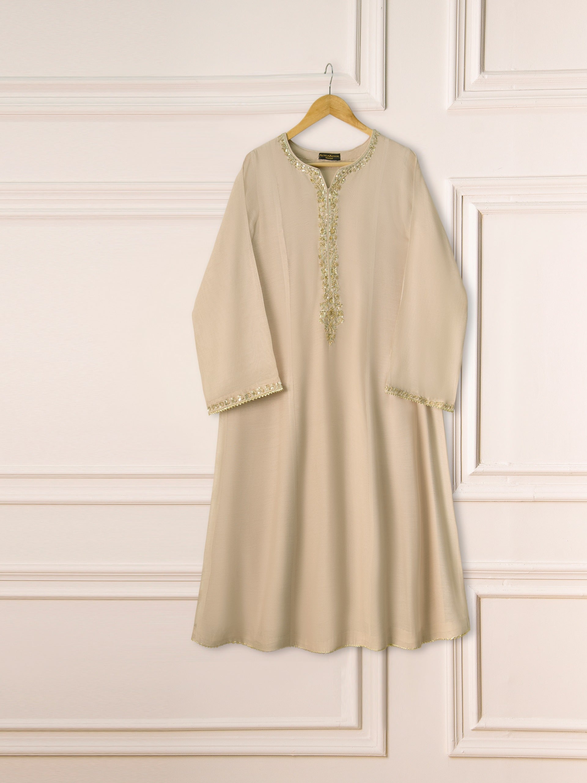 3 Piece - Pure Cotton Net Embroidered Suit S111251 - Image 2