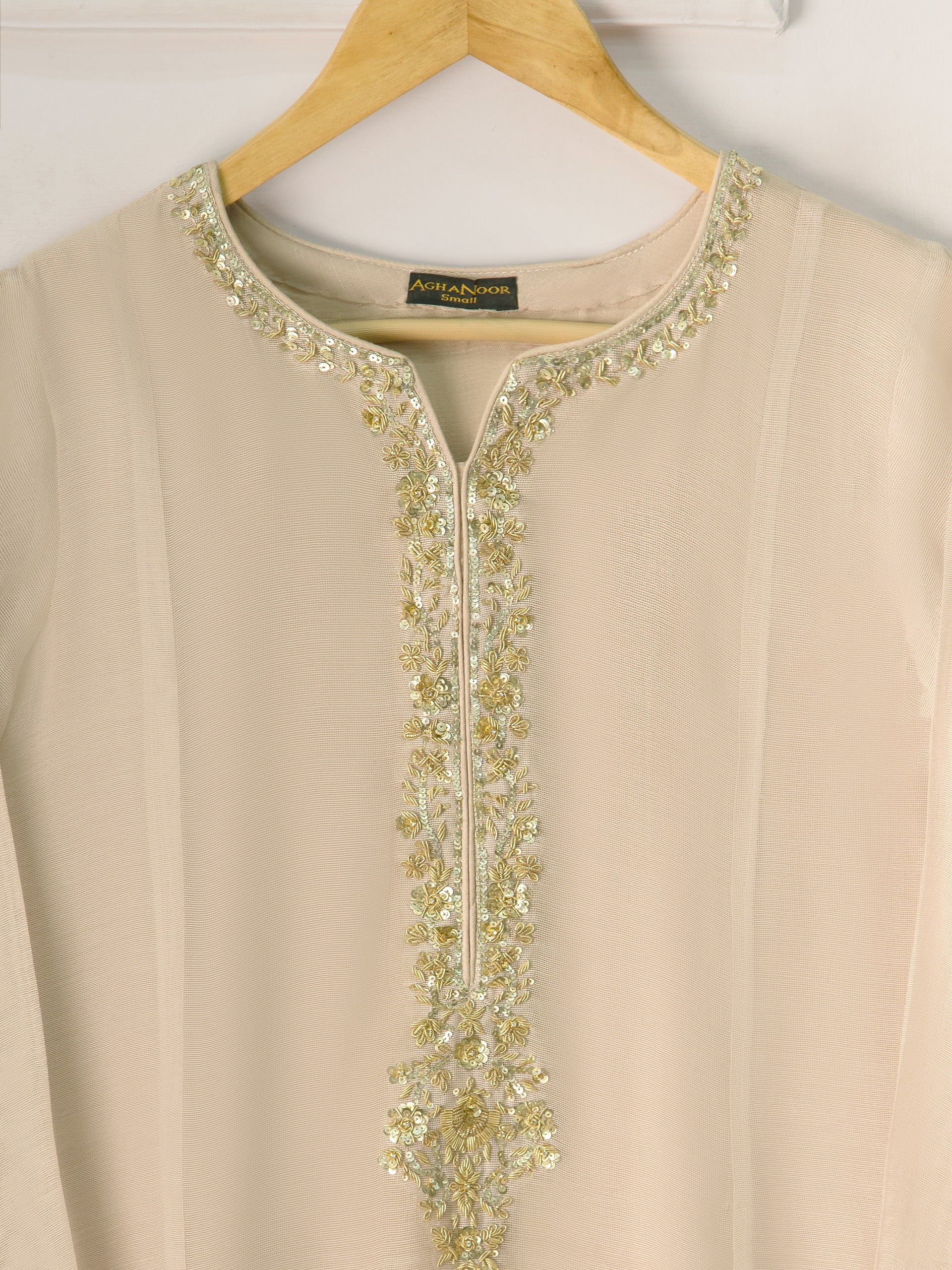 3 Piece - Pure Cotton Net Embroidered Suit S111251 - Image 3