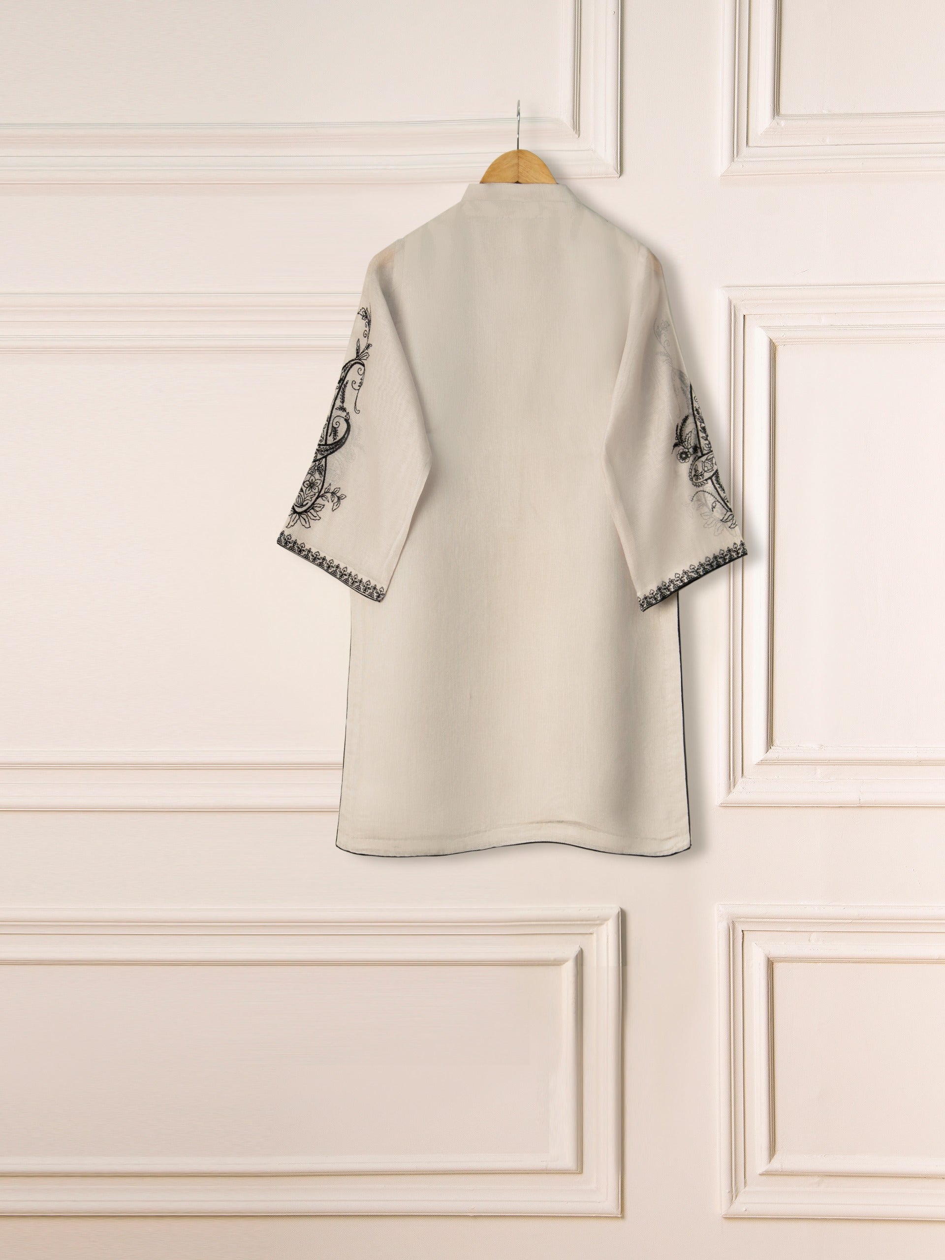3 Piece - Pure Cotton Net Embroidered Suit S111256 - Image 5