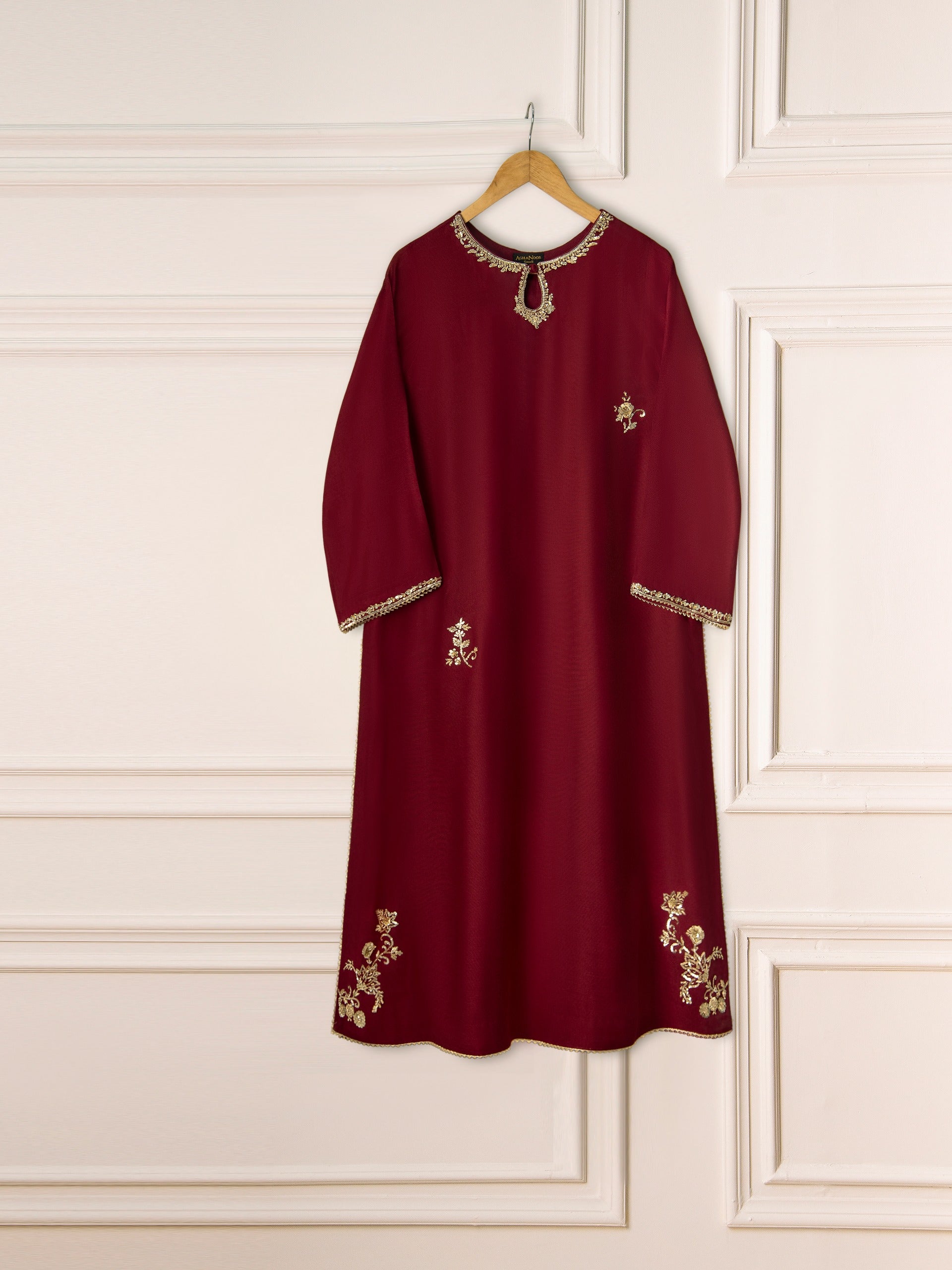 3 Piece - Pure Cotton Net Embroidered Suit S111268 - Image 2