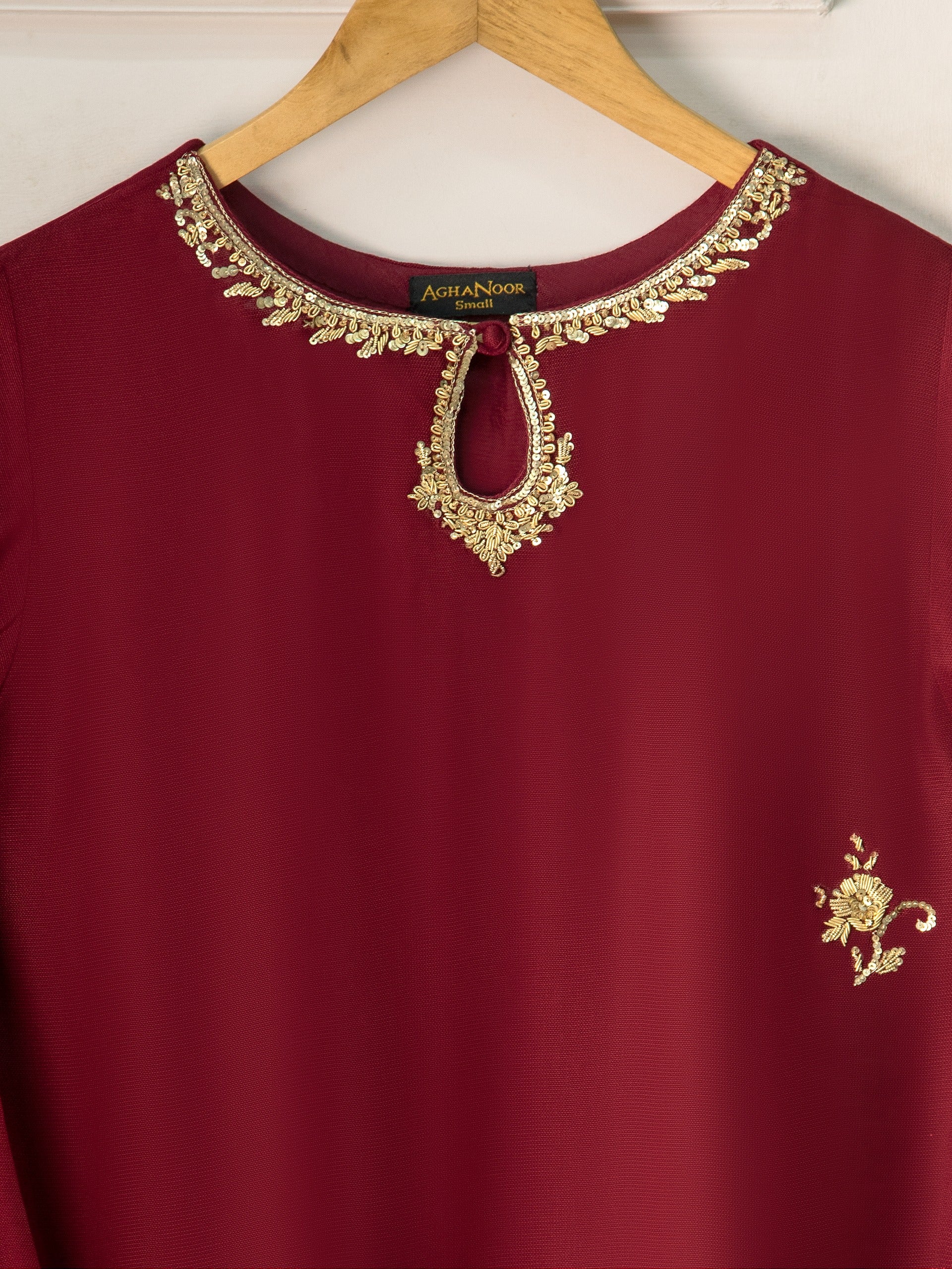 3 Piece - Pure Cotton Net Embroidered Suit S111268 - Image 3