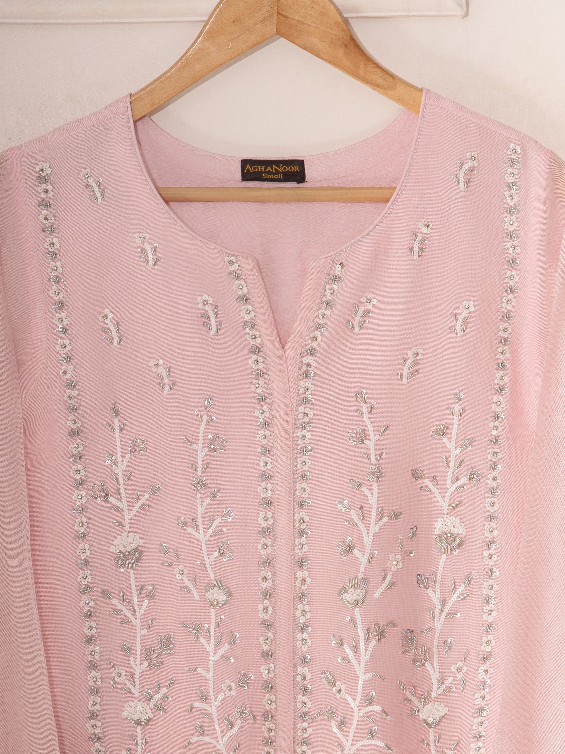 3 Piece - Pure Cotton Net Embroidered Suit S111274 - Image 3