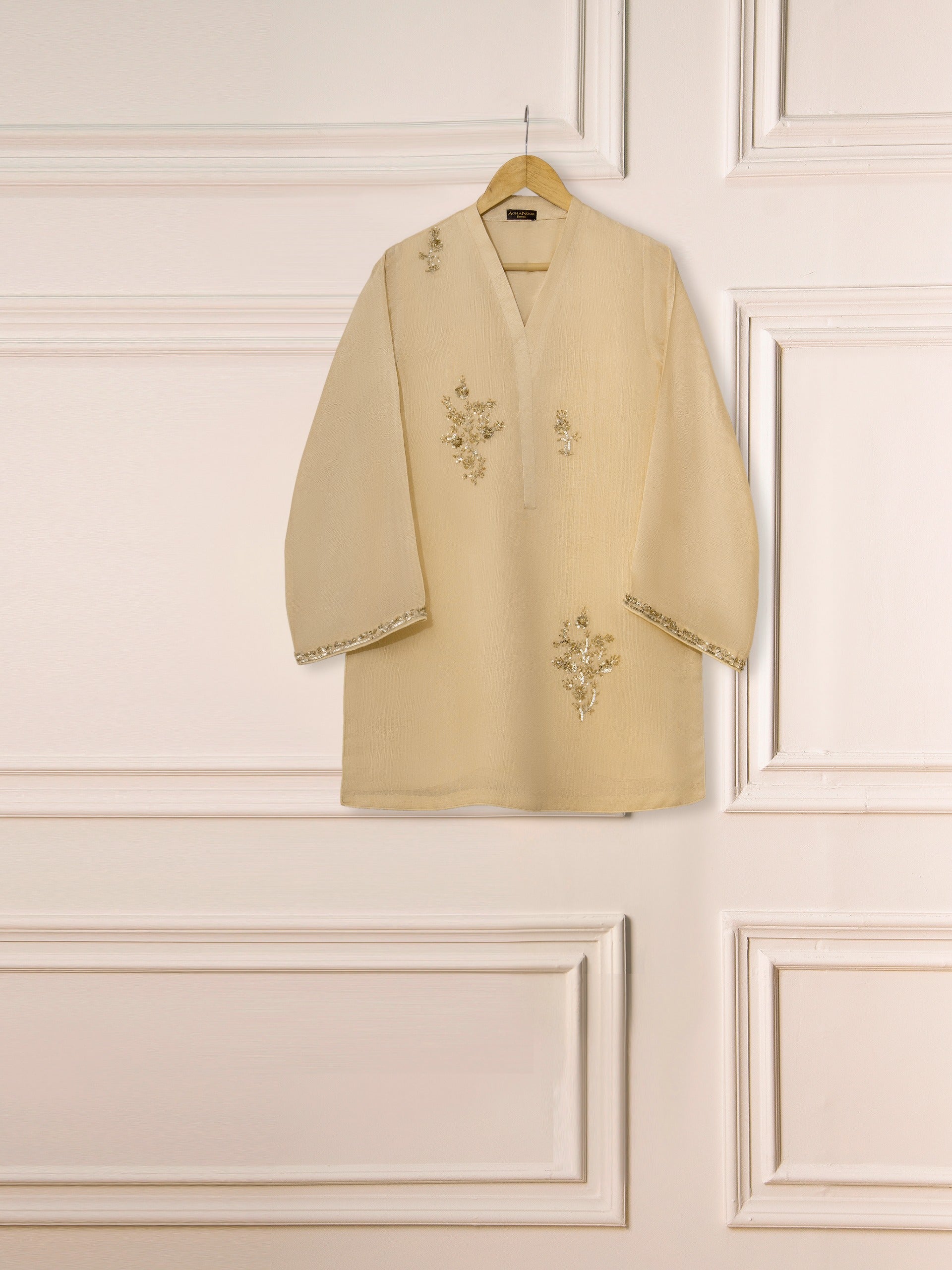 3 Piece - Pure Cotton Net Embroidered Suit S111286 - Image 2