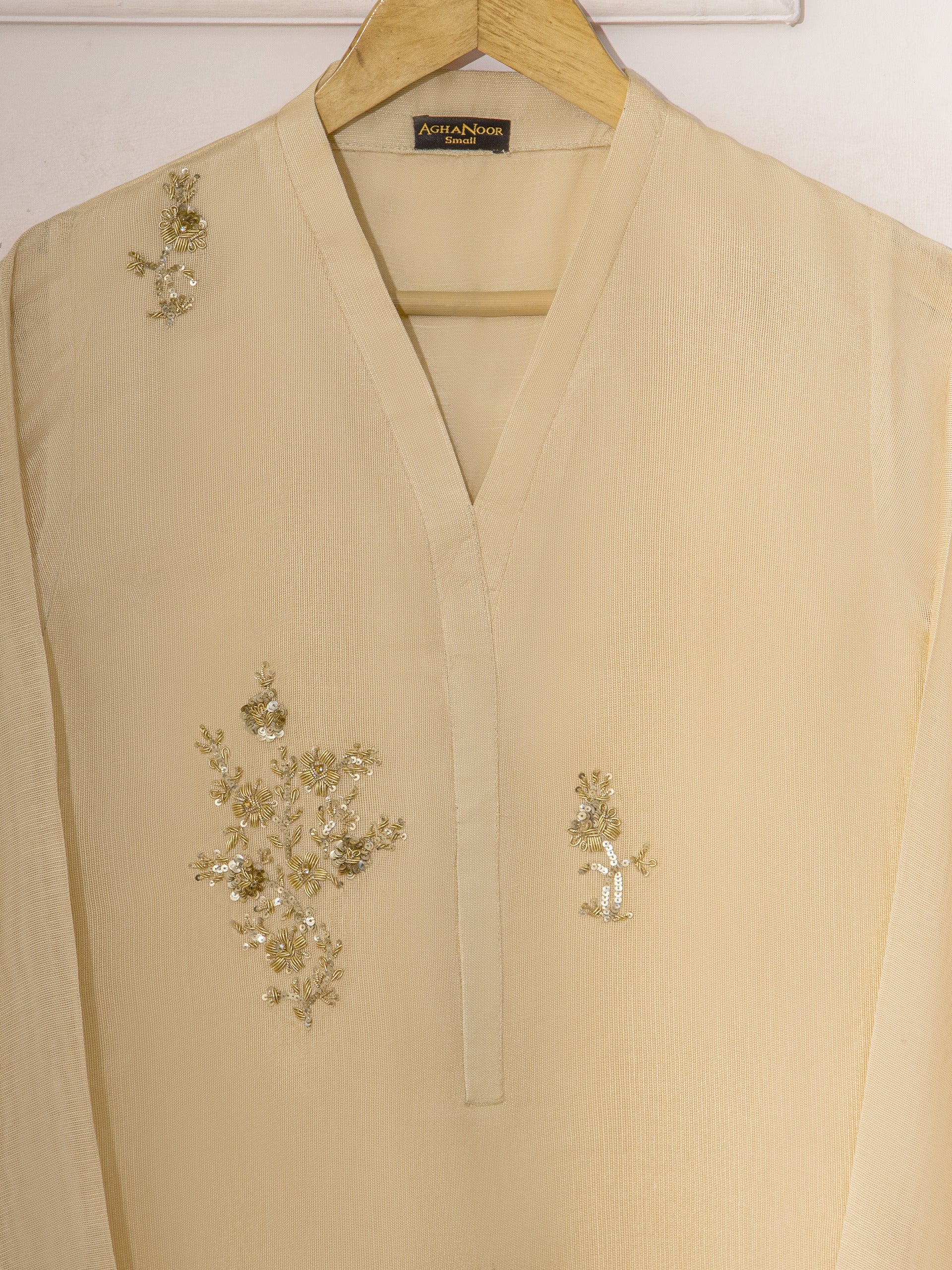 3 Piece - Pure Cotton Net Embroidered Suit S111286 - Image 3
