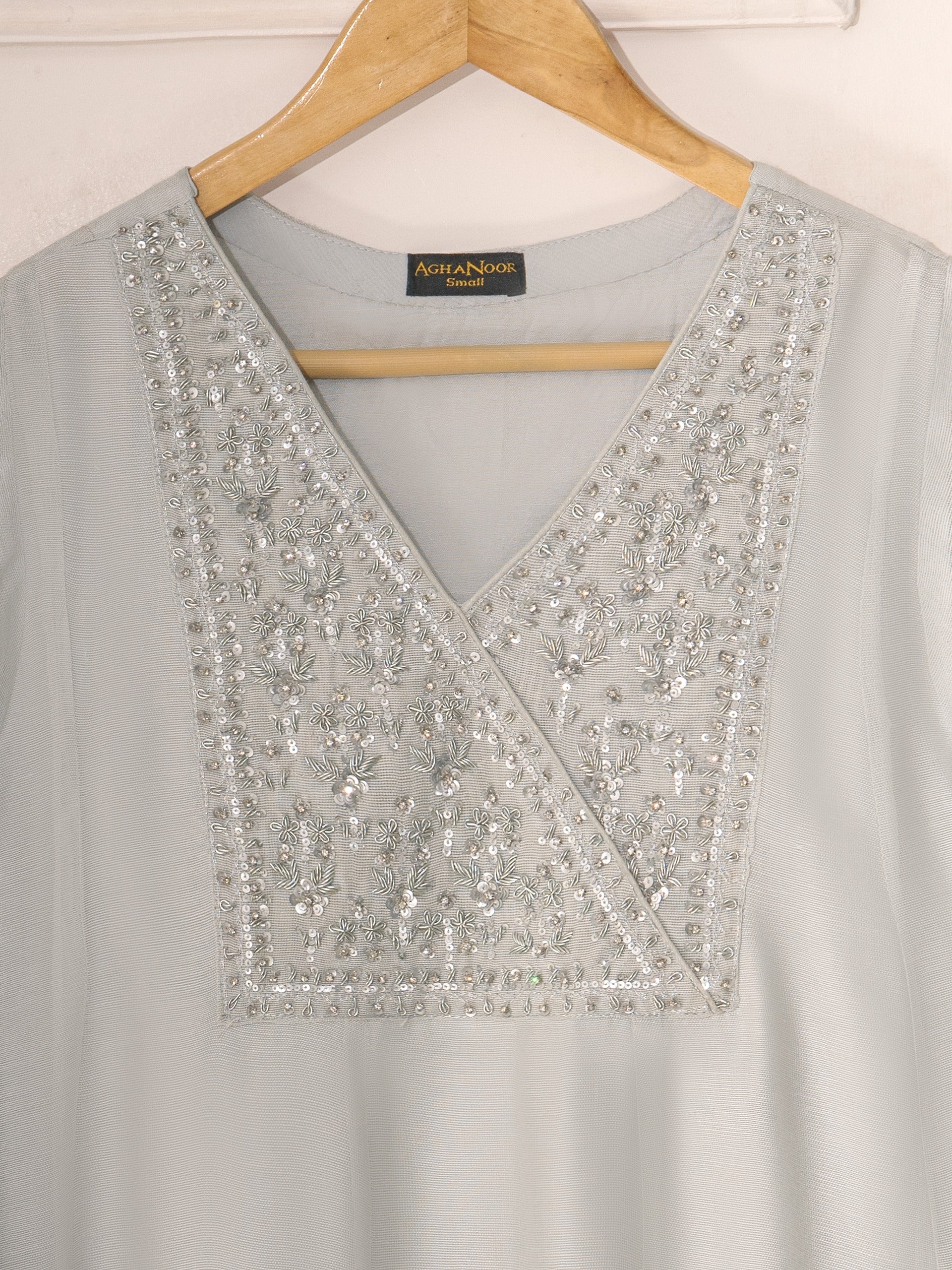 3 Piece - Pure Cotton Net Embroidered Suit S111294 - Image 3