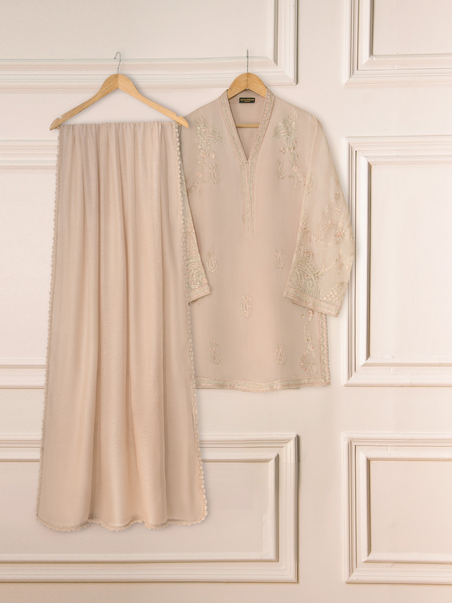 3 Piece - Pure Cotton Net Embroidered Suit S111299