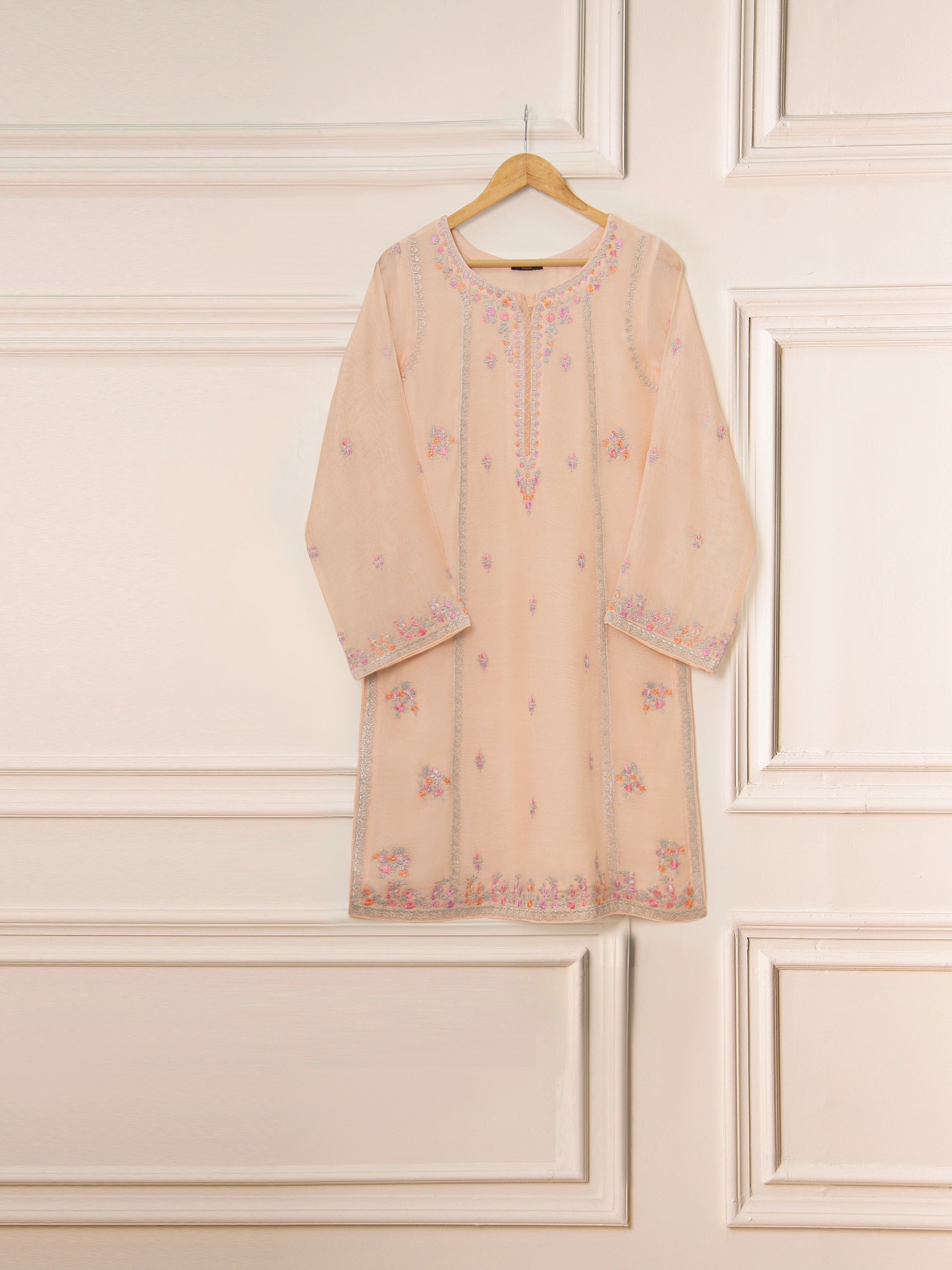 3 Piece - Pure Cotton Net Embroidered Suit S111304 - Image 2