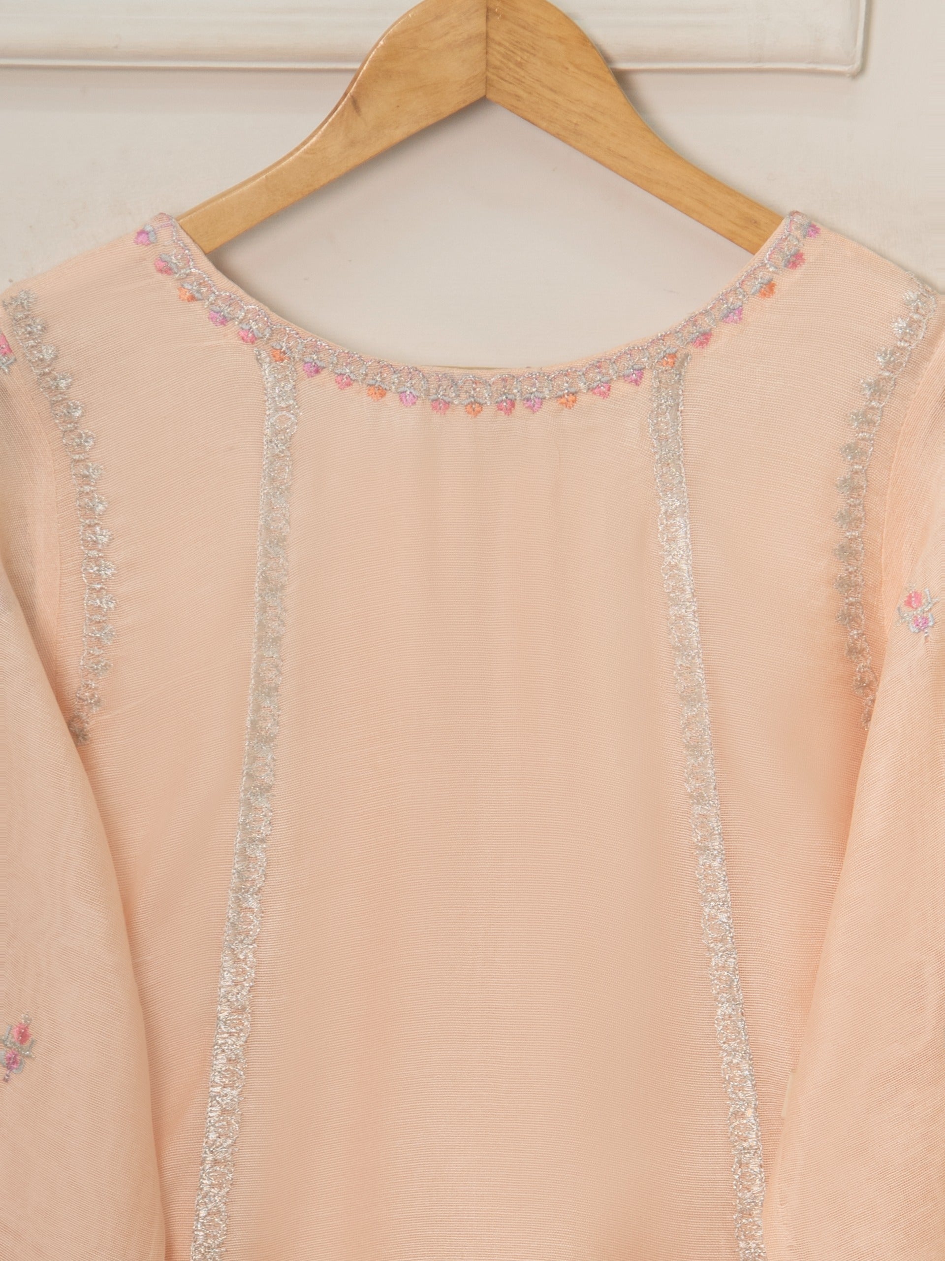 3 Piece - Pure Cotton Net Embroidered Suit S111304 - Image 6